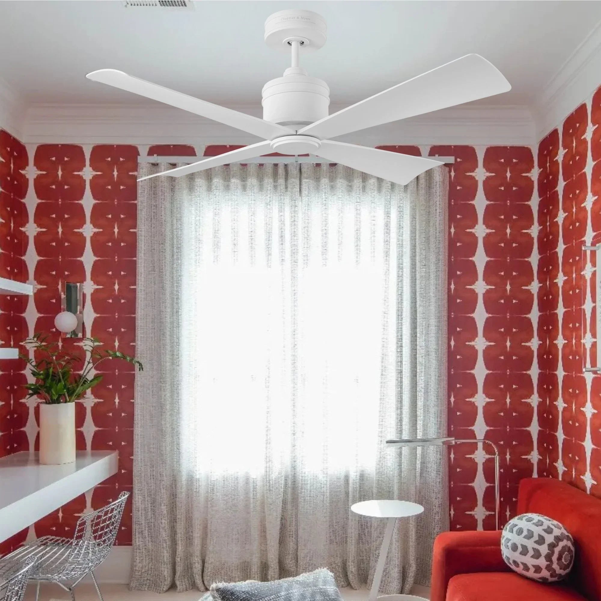 Launceton 44" Matte White 4-Blade LED Ceiling Fan