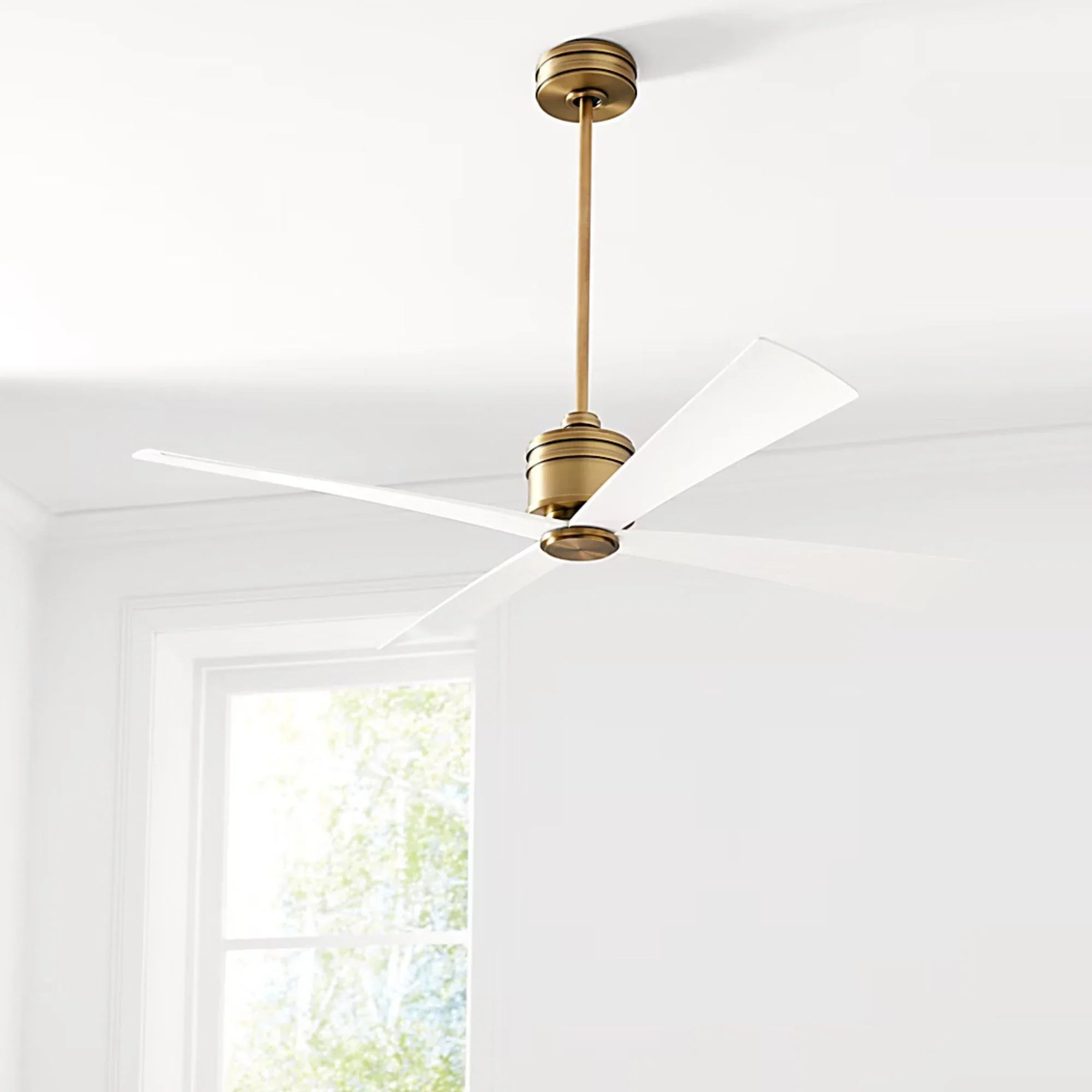 Launceton 56" Hand Rubbed Antique Brass 4-Blade LED Ceiling Fan