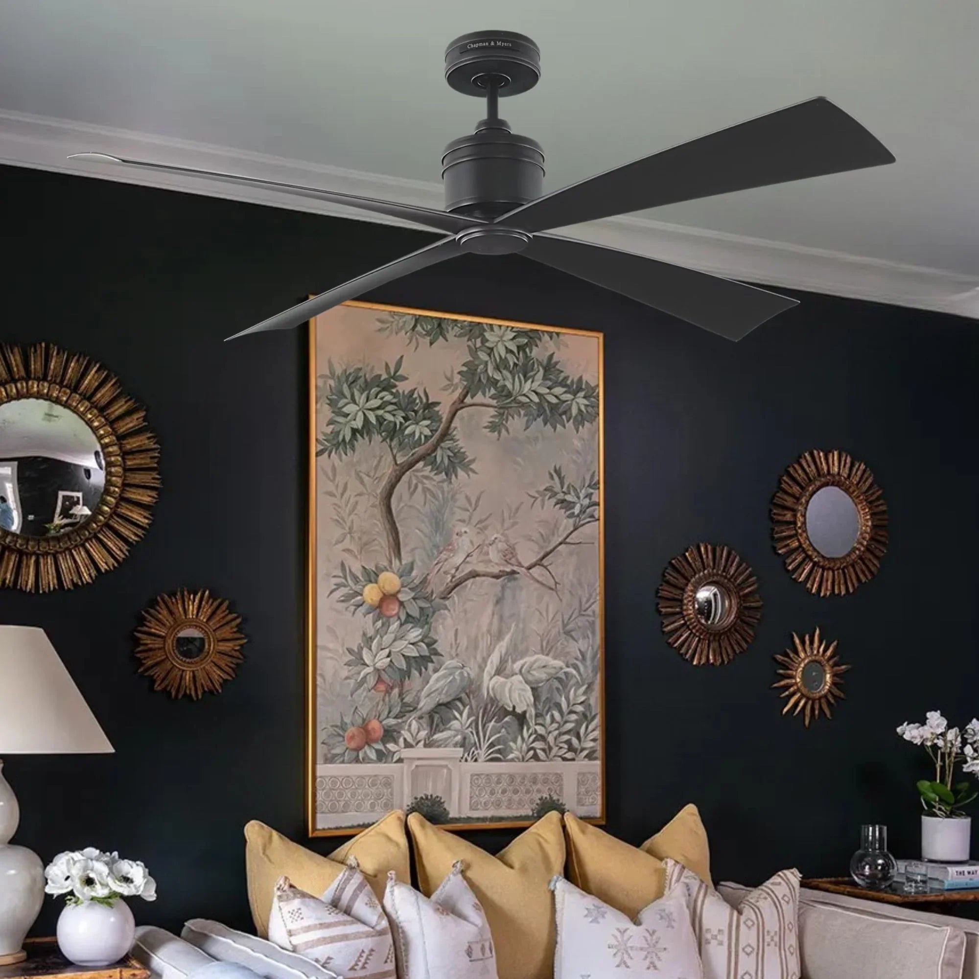 Launceton 56" Midnight Black 4-Blade LED Ceiling Fan