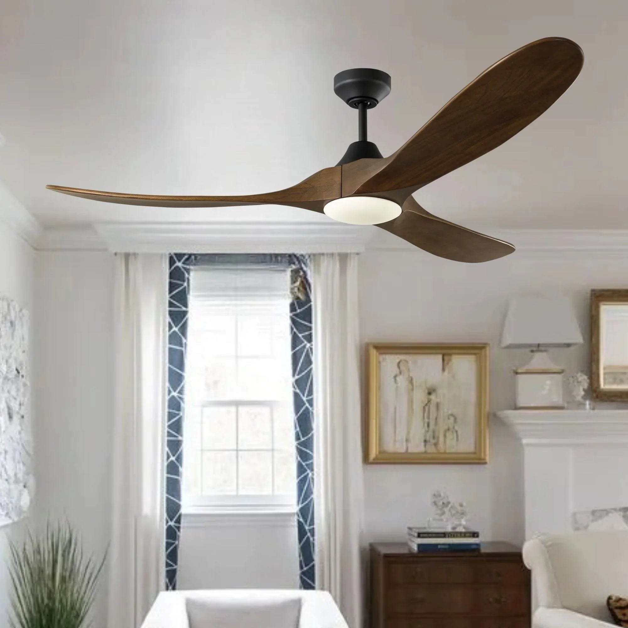 Maverick Smart 60" Black & Walnut LED Ceiling Fan with Remote
