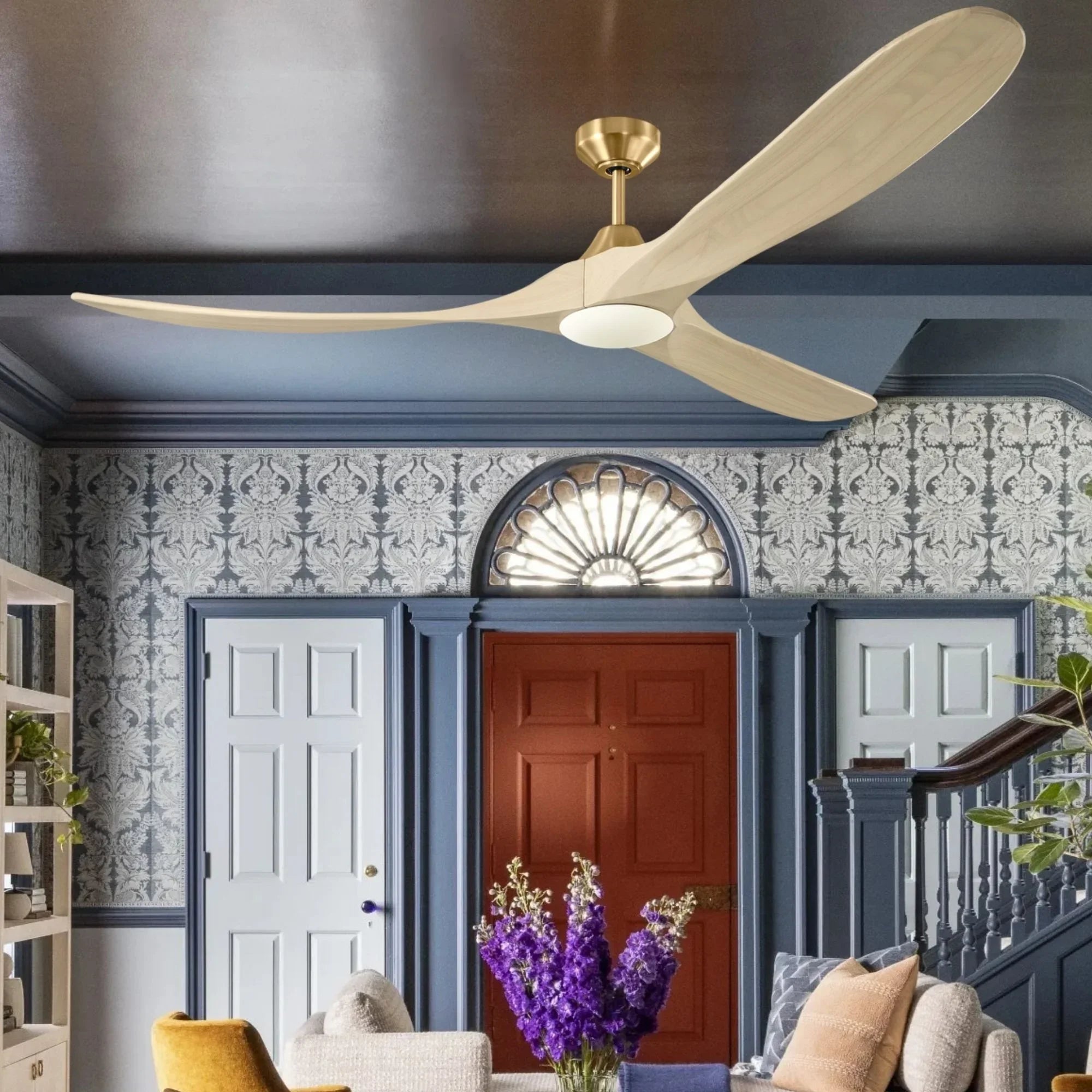 Maverick Smart 70" Burnished Brass LED Ceiling Fan with Remote
