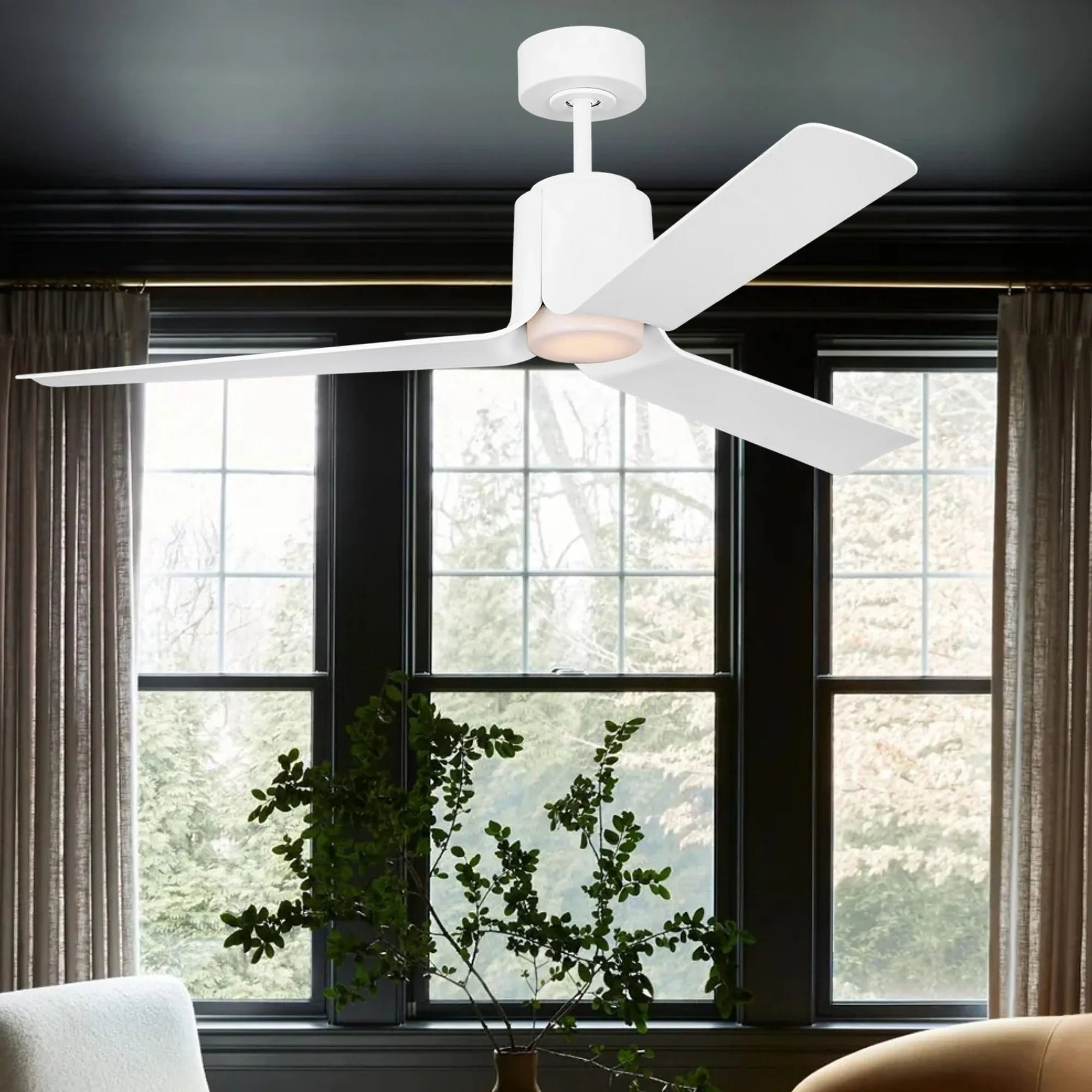 Peel Smart 52" Matte White LED Ceiling Fan with Remote