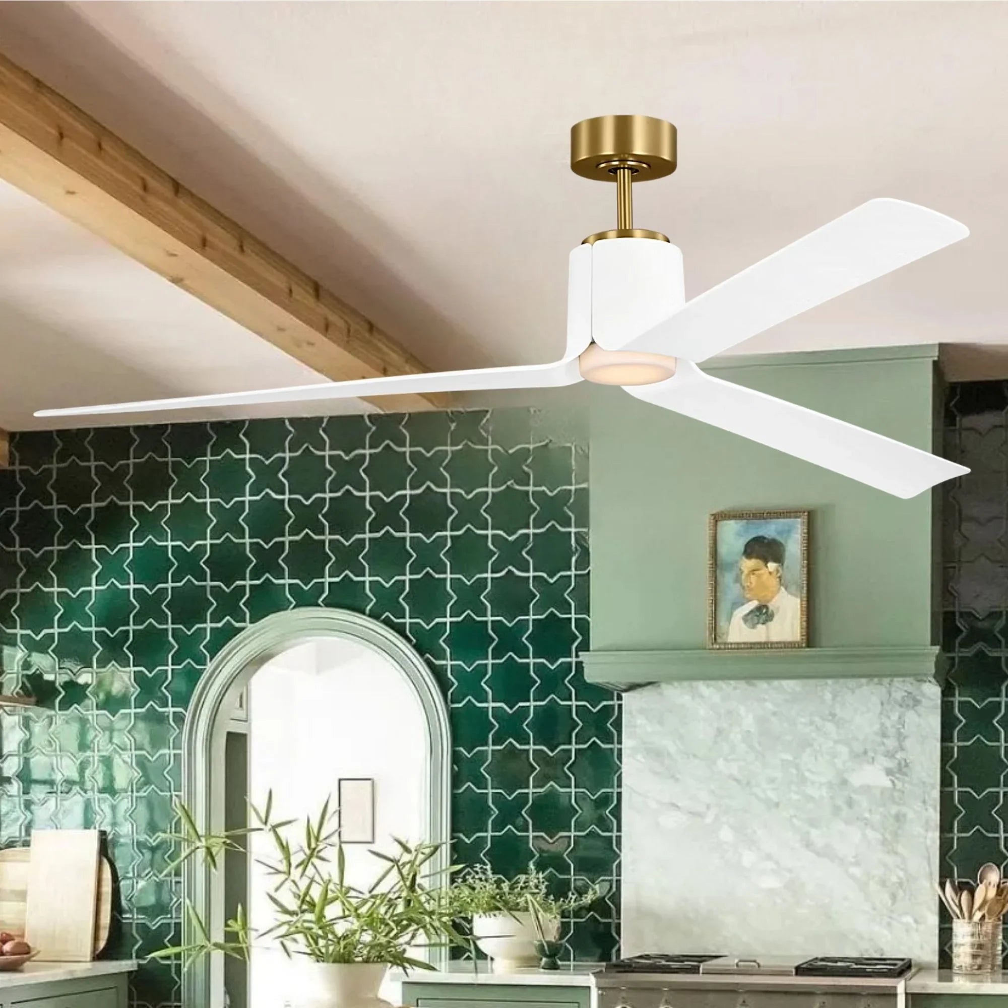 Peel Smart 66" Burnished Brass LED Ceiling Fan with Remote