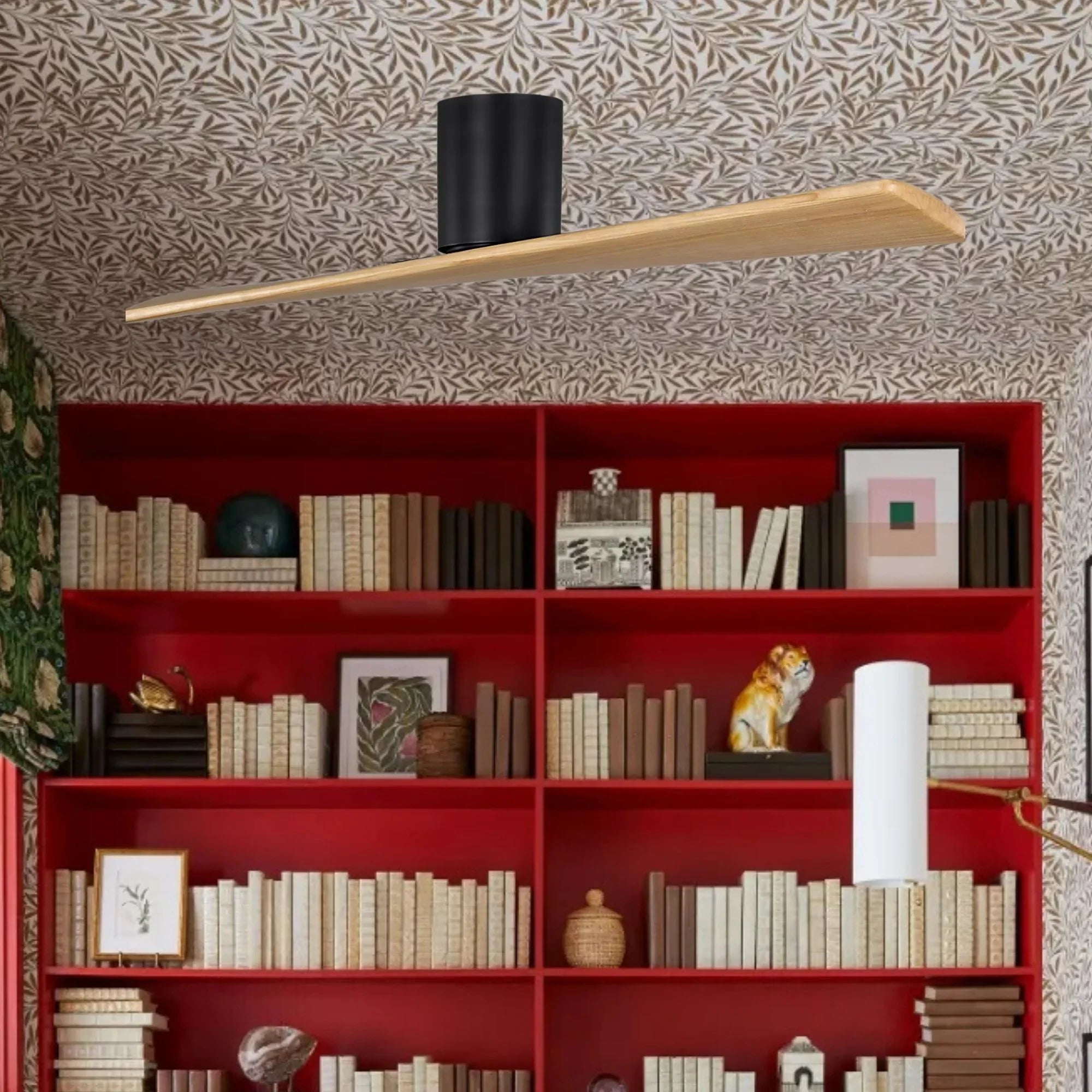 Plank Smart 52" 2-Blade Hugger Ceiling Fan, Midnight Black with Honey Blades