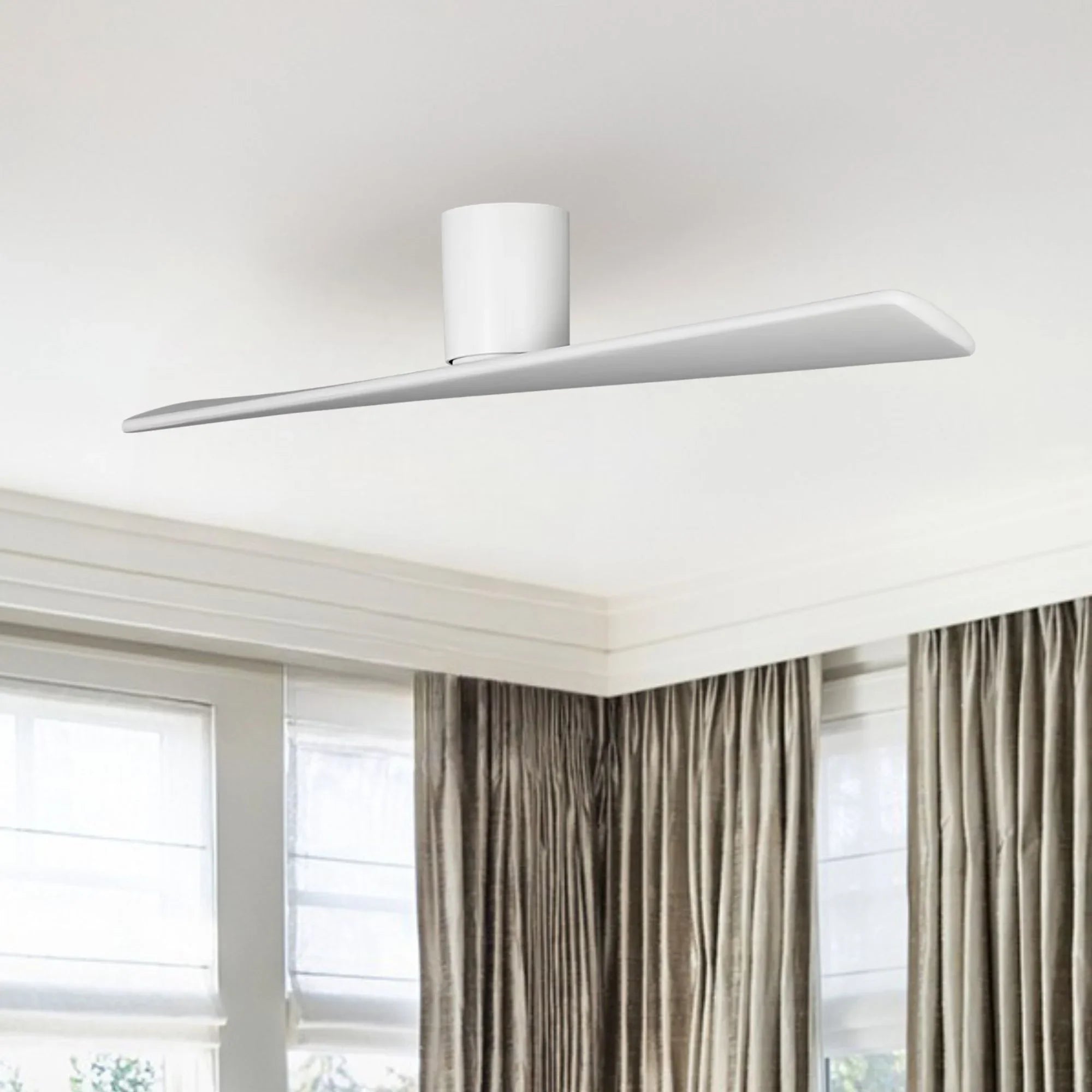 Plank Smart 52" 2-Blade Hugger Ceiling Fan, Matte White