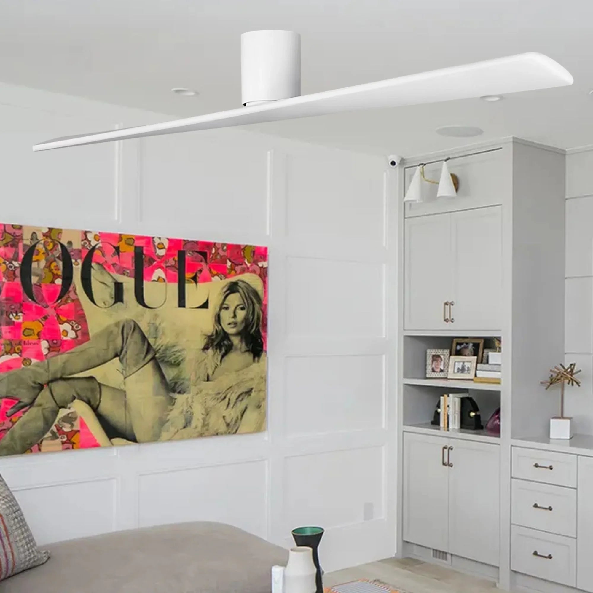 Plank Smart 72" 2-Blade Hugger Ceiling Fan, Matte White