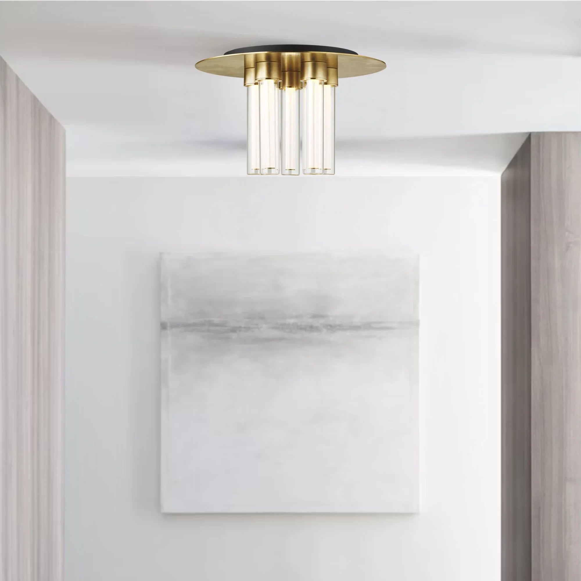 Kola 13" 5-Light LED Flush Mount, 277V, Natural Brass Finish