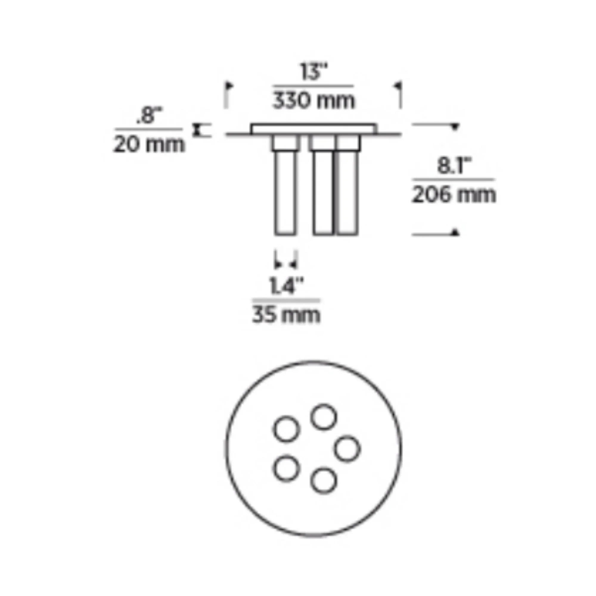 Kola 13" 5-Light LED Flush Mount, 277V, Natural Brass Finish