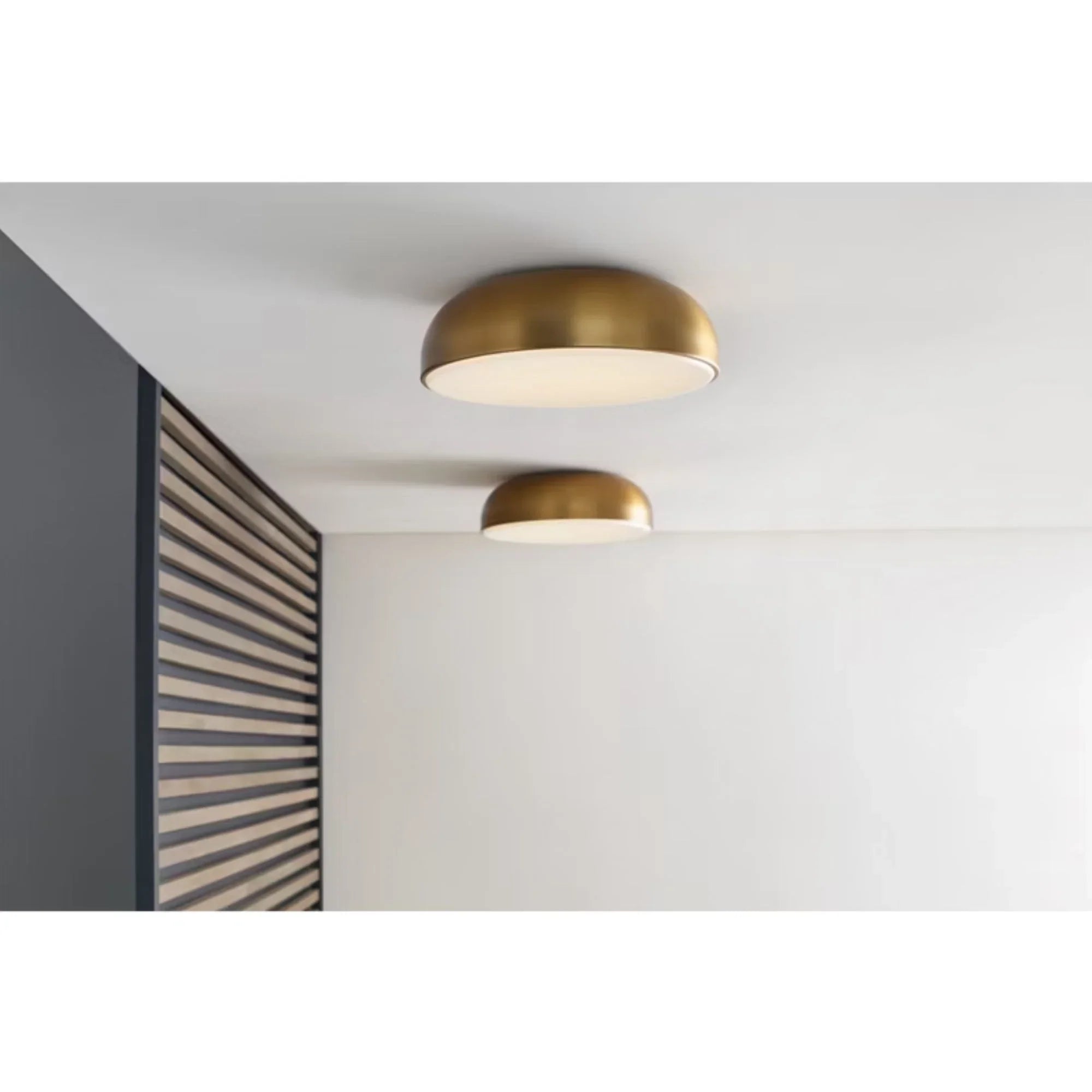 Kosa 13" LED Flush Mount, 277V, Aged Brass Finish