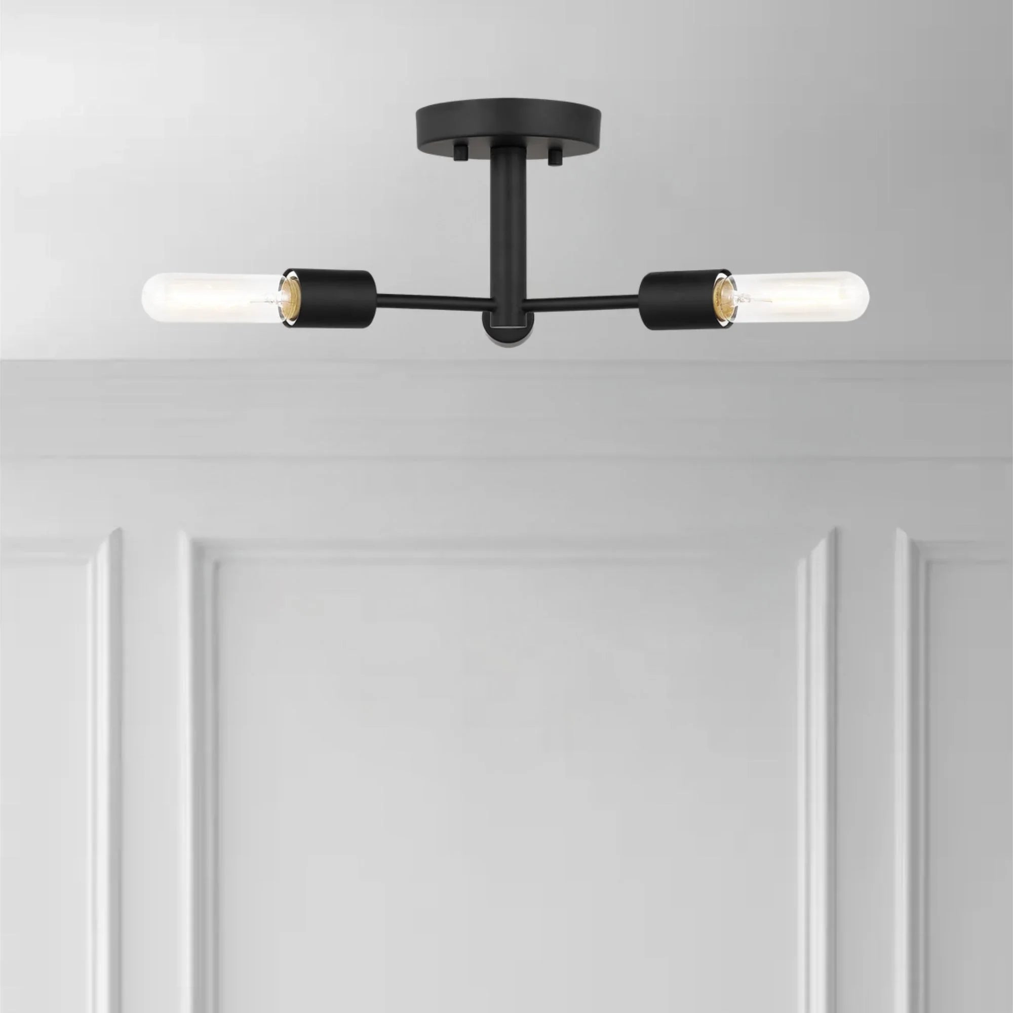 Axis 24" 3-Light Semi Flush Mount, Midnight Black Finish