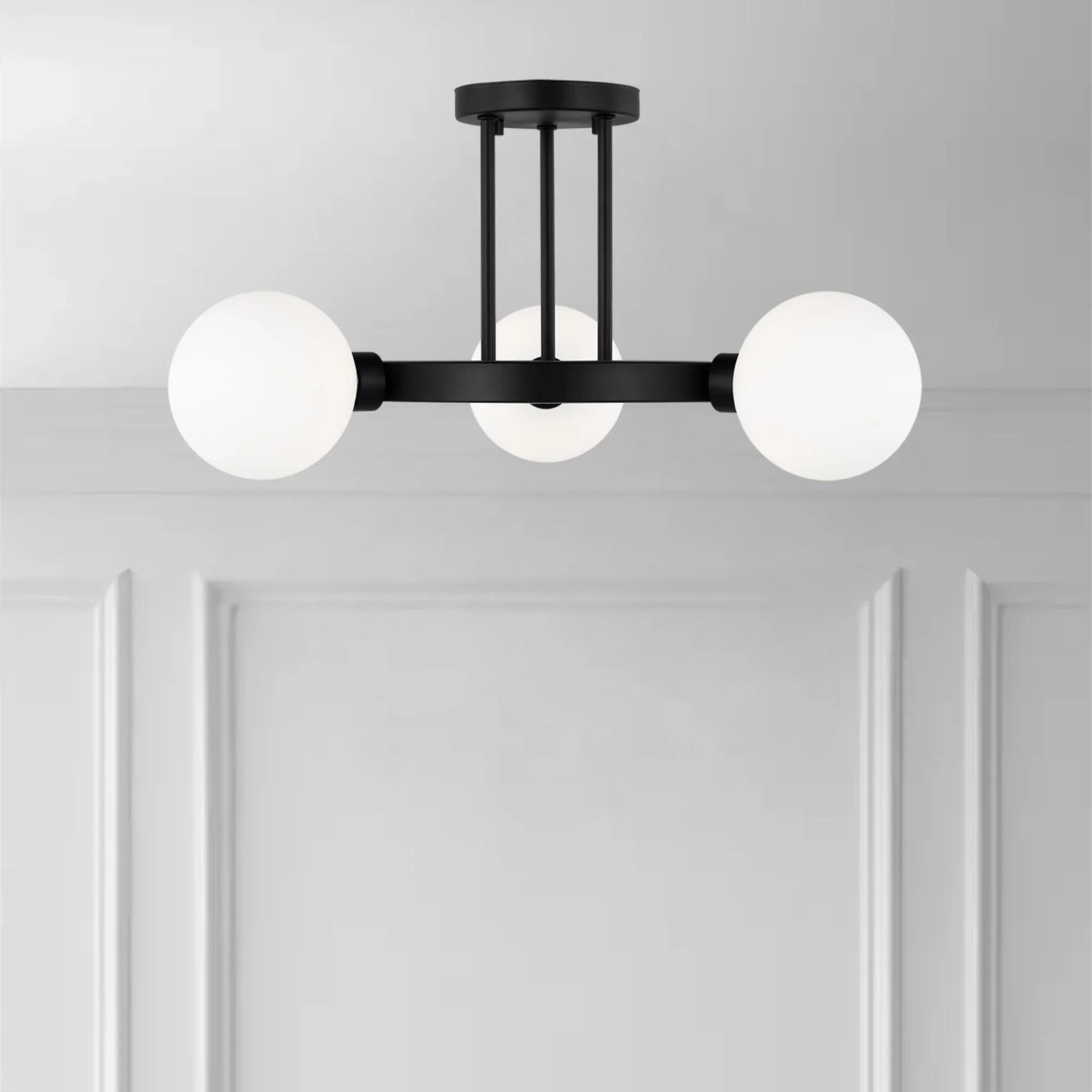 Clybourn 21" 3-Light Semi Flush Mount, Midnight Black Finish