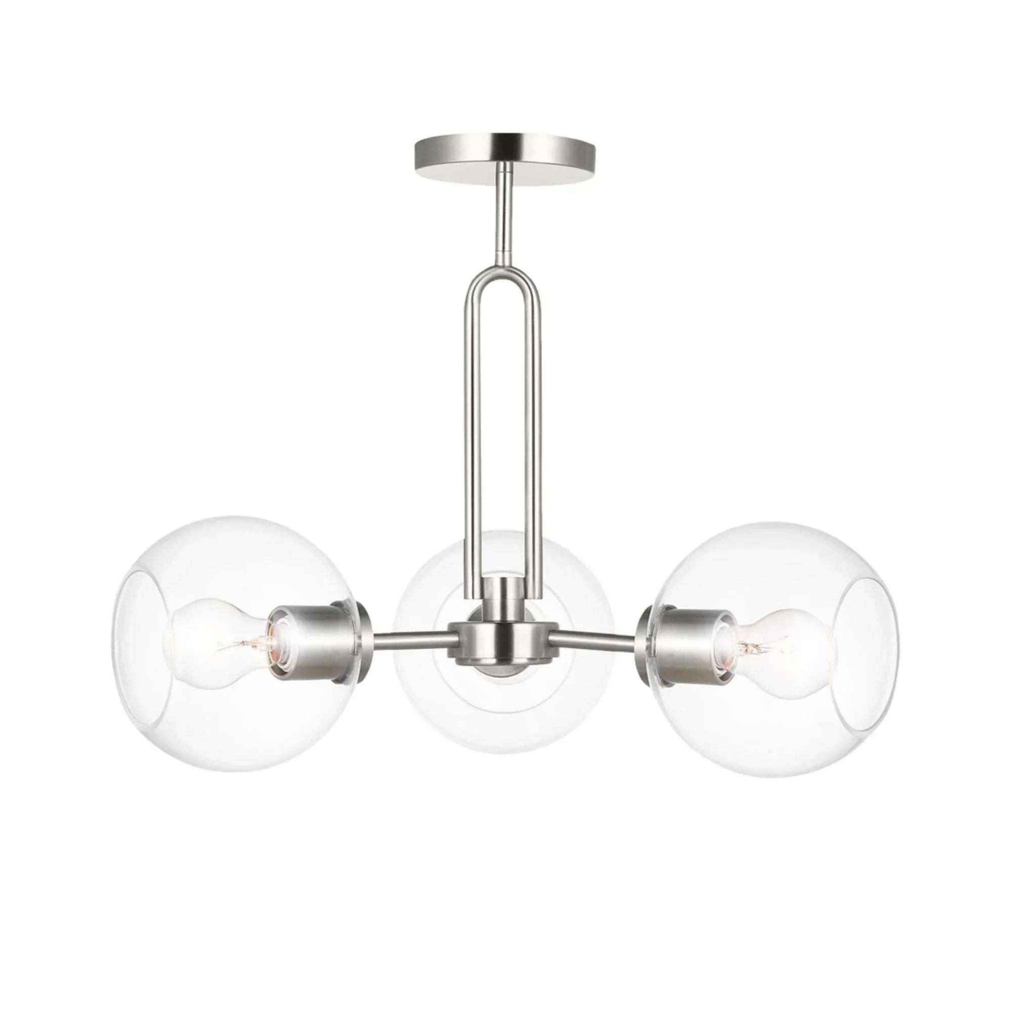 Codyn 22" 3-Light Semi-Flush Convertible Pendant, Brushed Nickel Finish