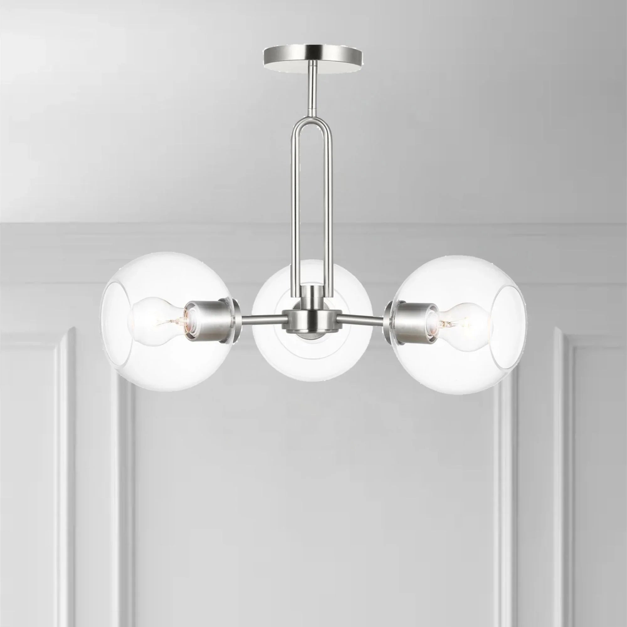 Codyn 22" 3-Light Semi-Flush Convertible Pendant, Brushed Nickel Finish