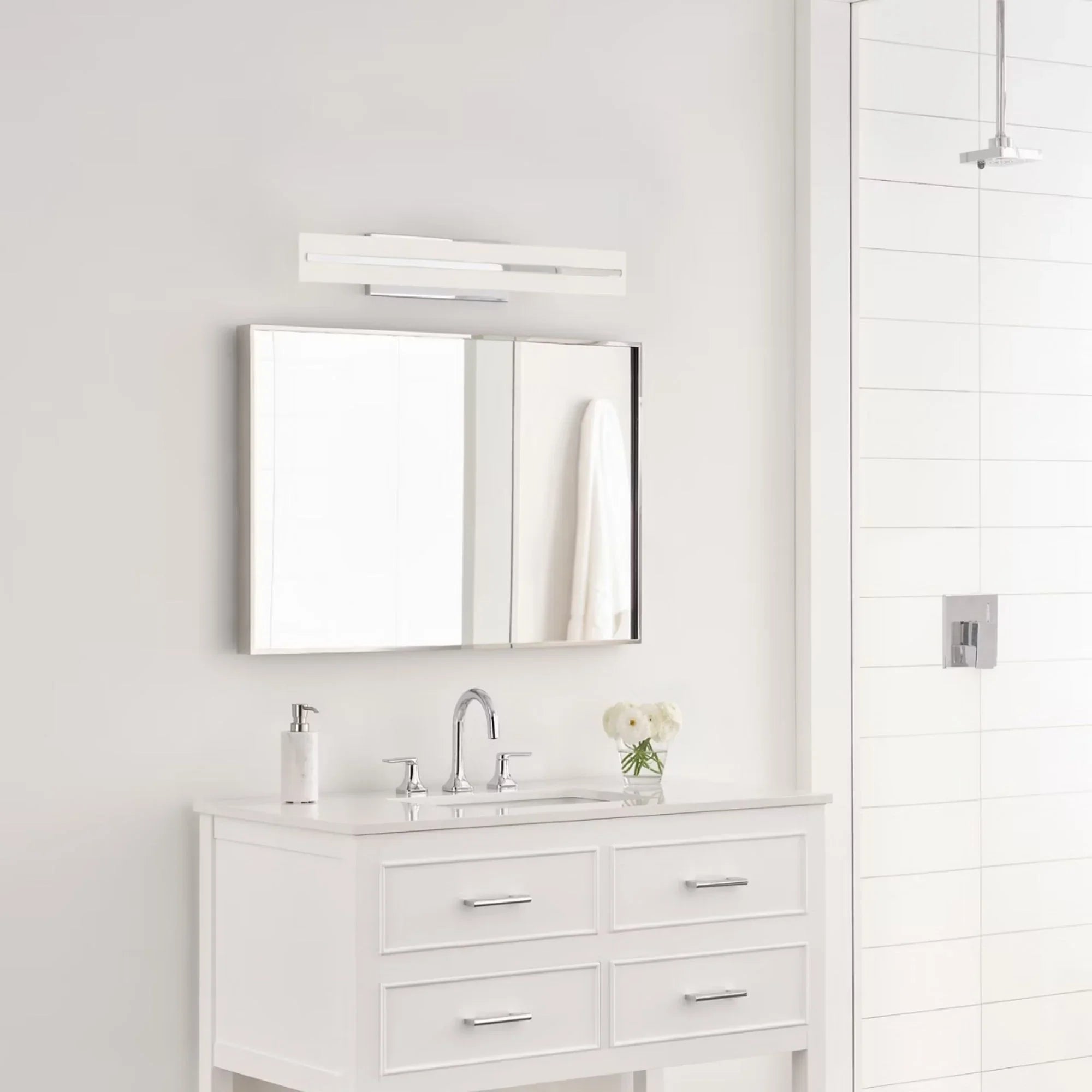 Dex 30" Large 3-Light LED Bathroom Vanity, Chrome Finish