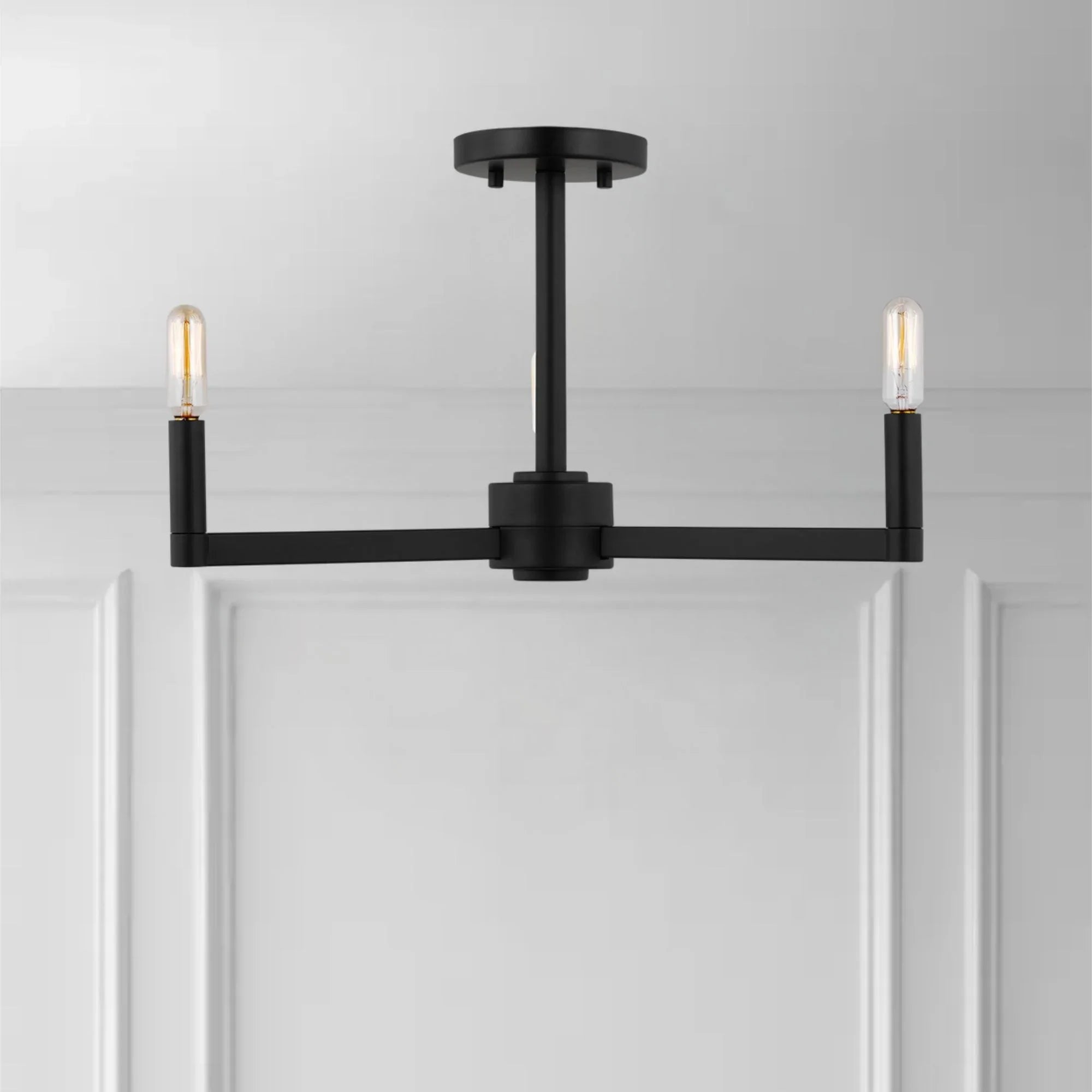 Fullton 20" 3-Light Semi Flush Mount, Midnight Black Finish