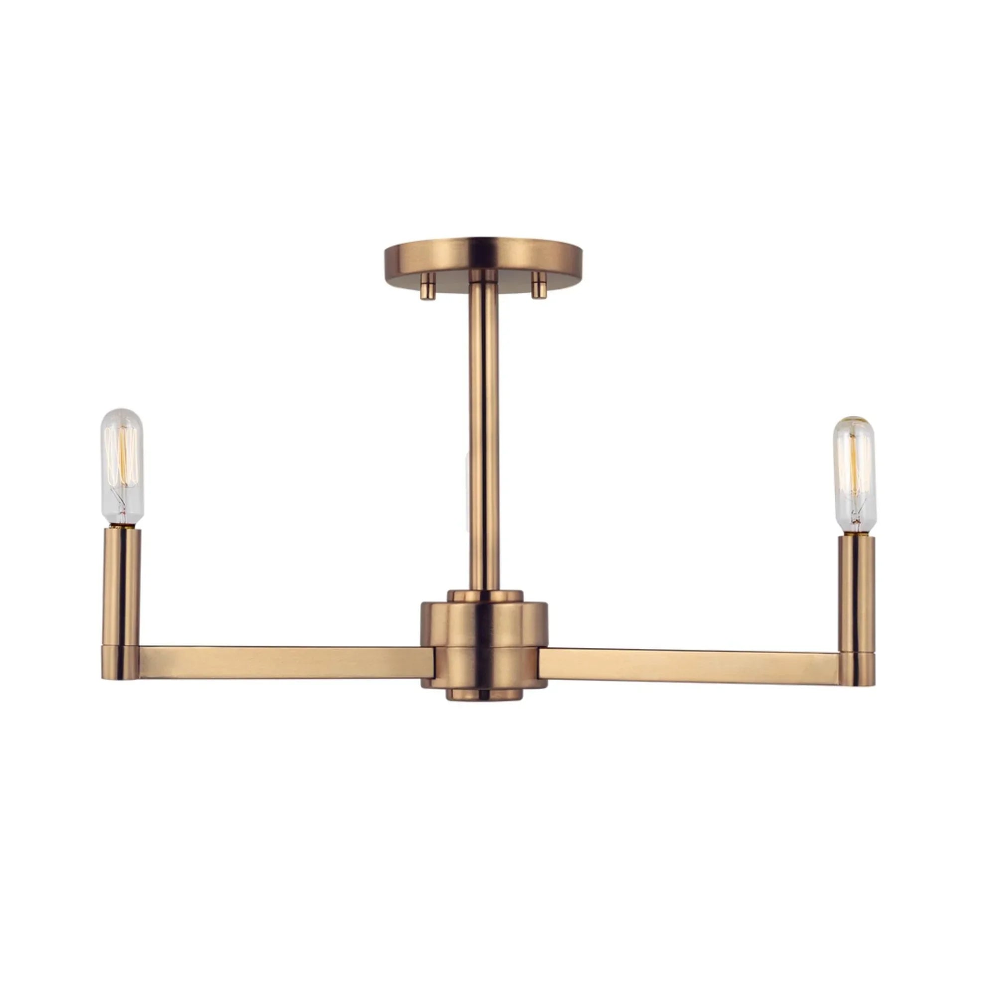 Fullton 20" 3-Light Semi Flush Mount, Satin Brass Finish