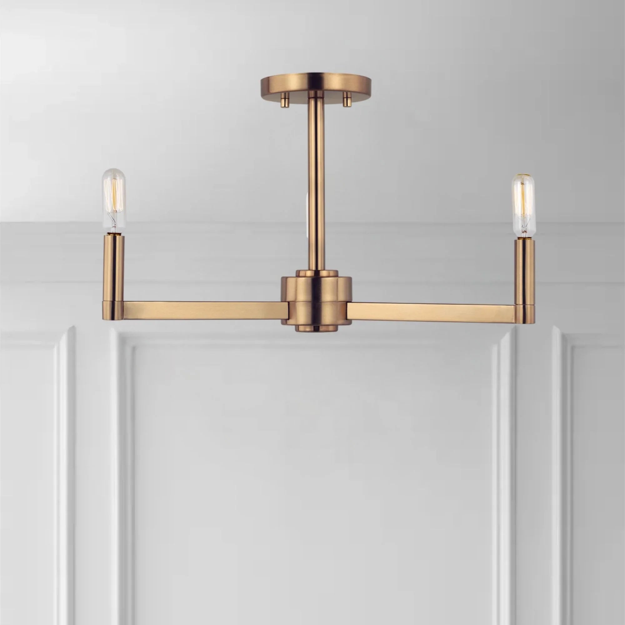 Fullton 20" 3-Light Semi Flush Mount, Satin Brass Finish