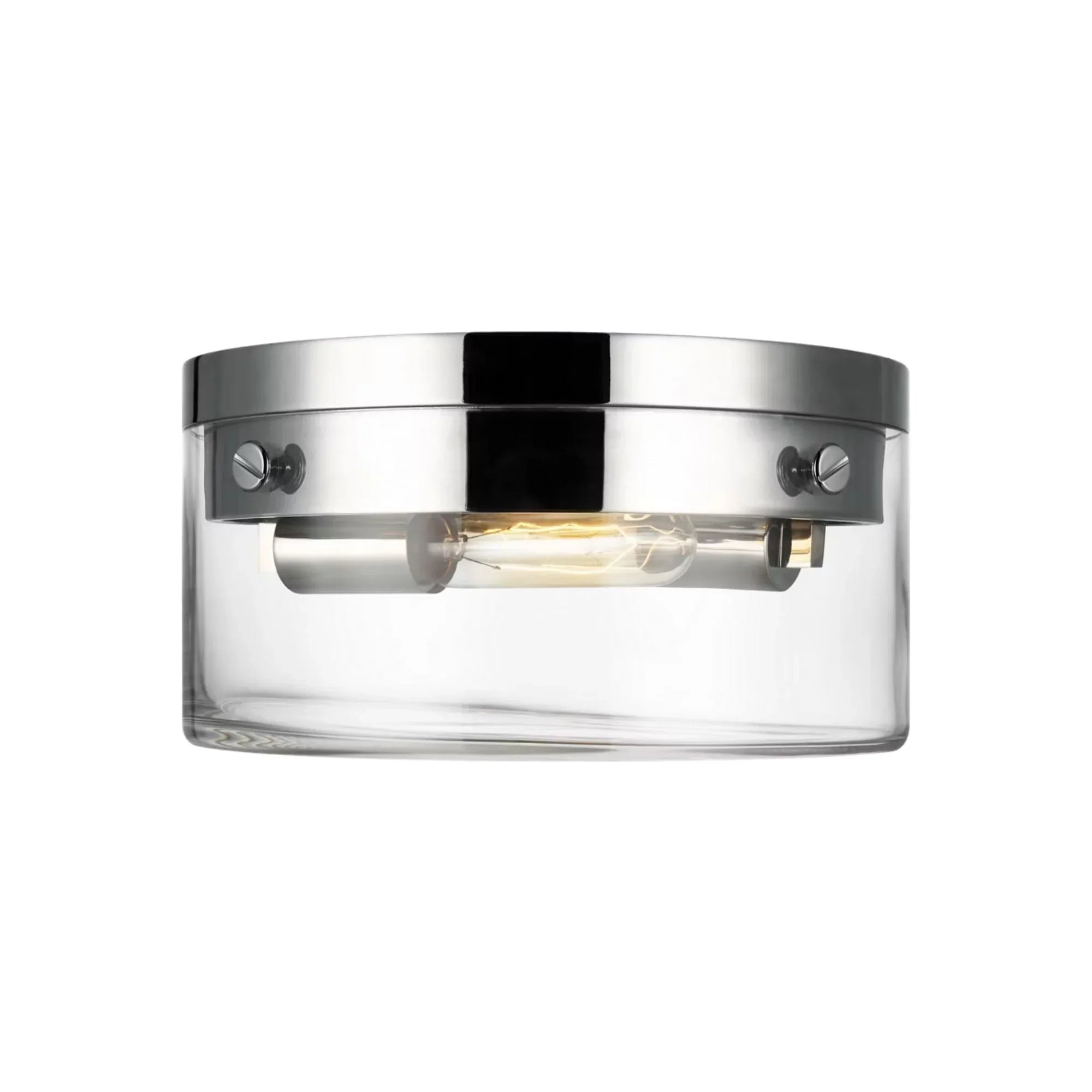 Garrett 11" 2-Light Medium Flush Mount, Polished Nickel Finish