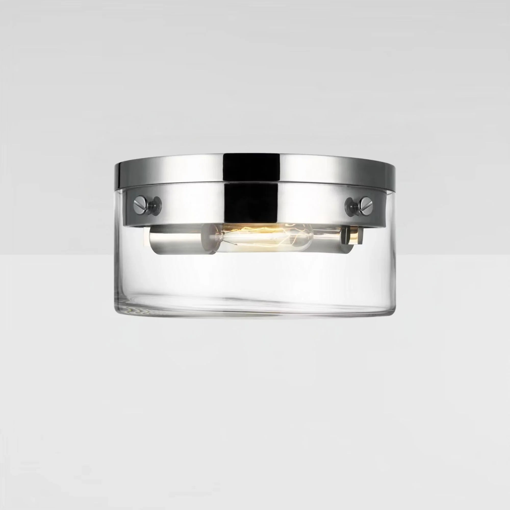 Garrett 11" 2-Light Medium Flush Mount, Polished Nickel Finish