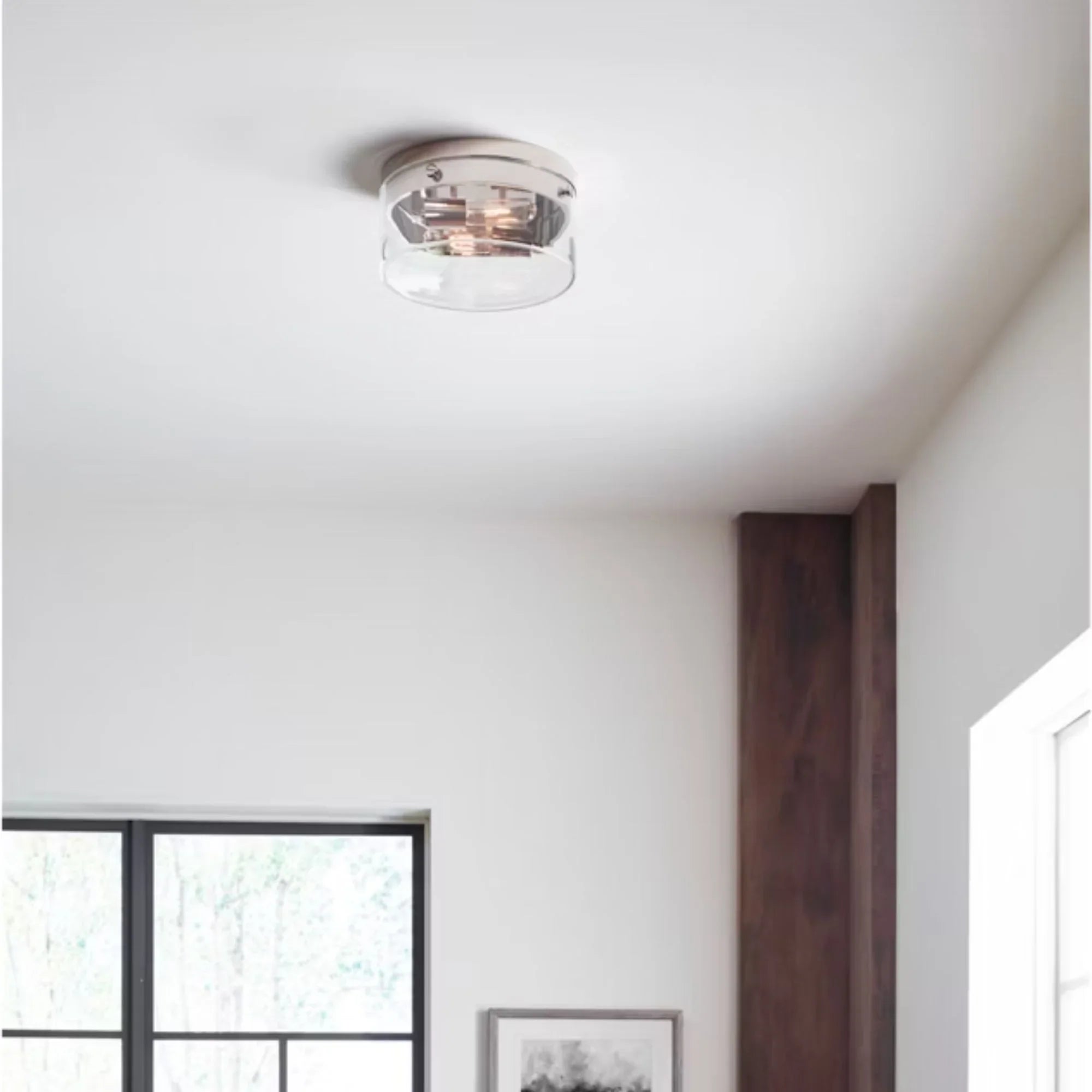 Garrett 18" 2-Light Large Flush Mount, Polished Nickel Finish