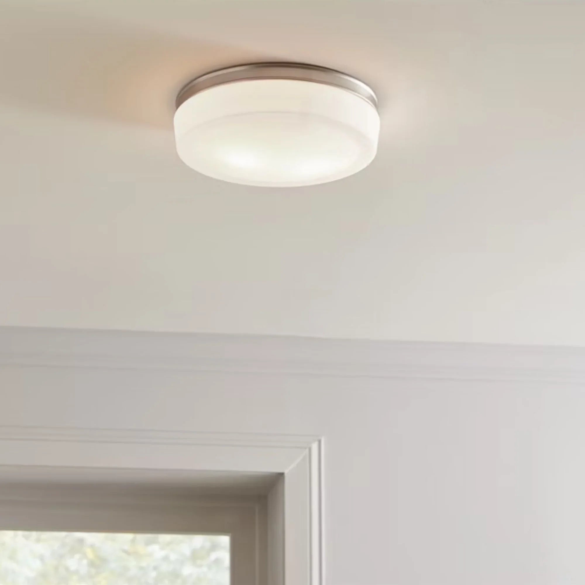 Issen 14" 2-Light Flush Mount, Satin Nickel Finish