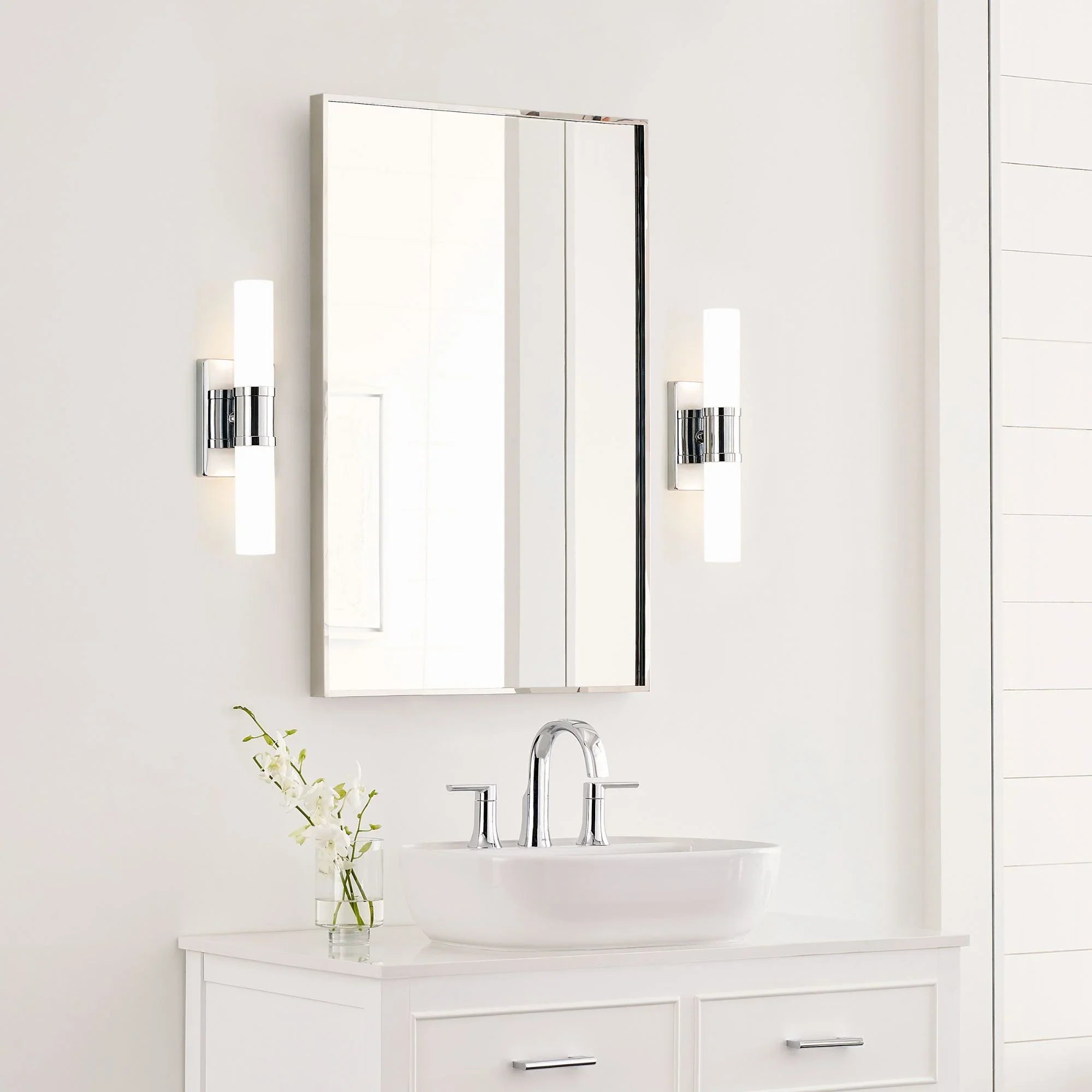 Keaton 16" Small 2-Light Bathroom Vanity, Chrome Finish