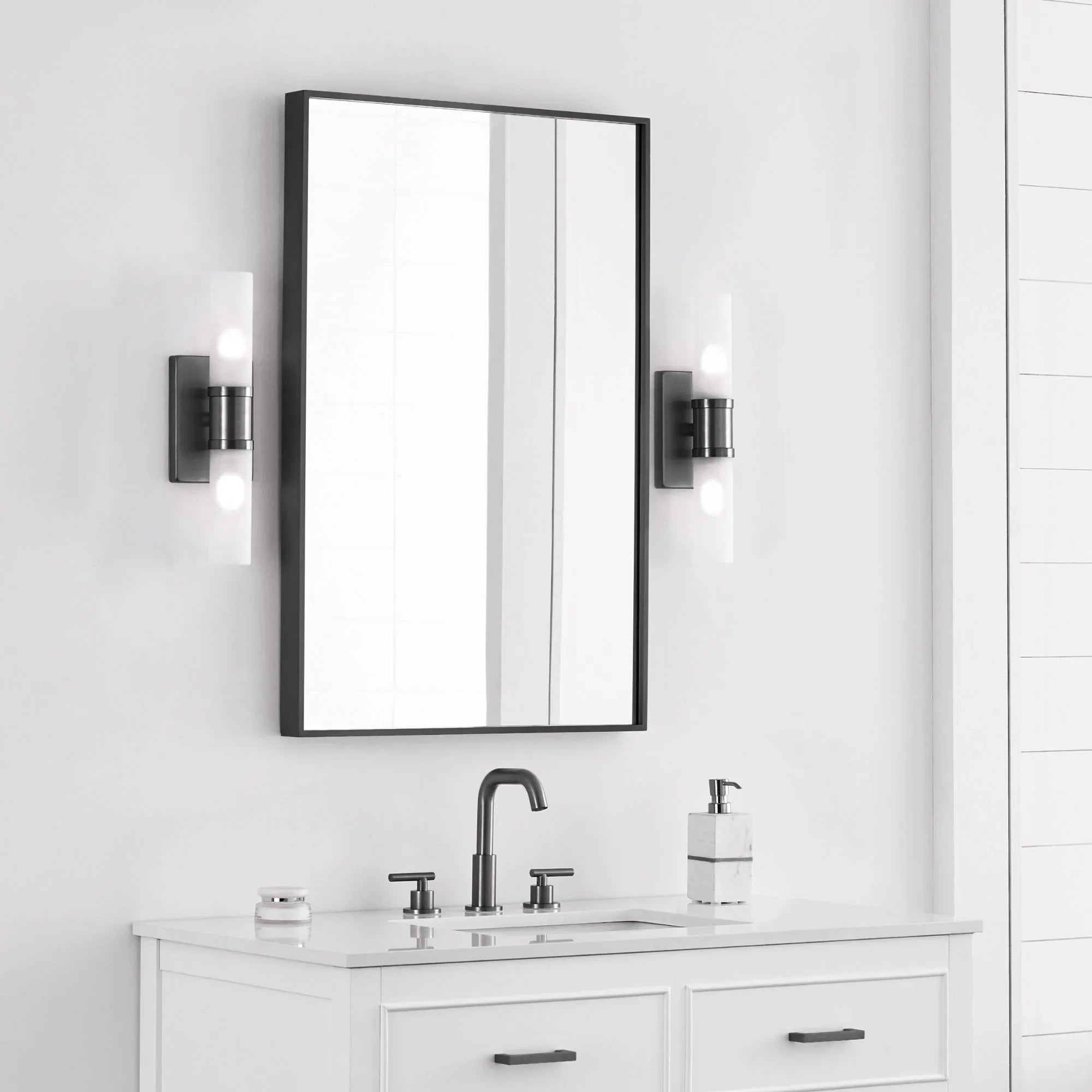 Keaton 16" Small 2-Light Bathroom Vanity, Midnight Black Finish