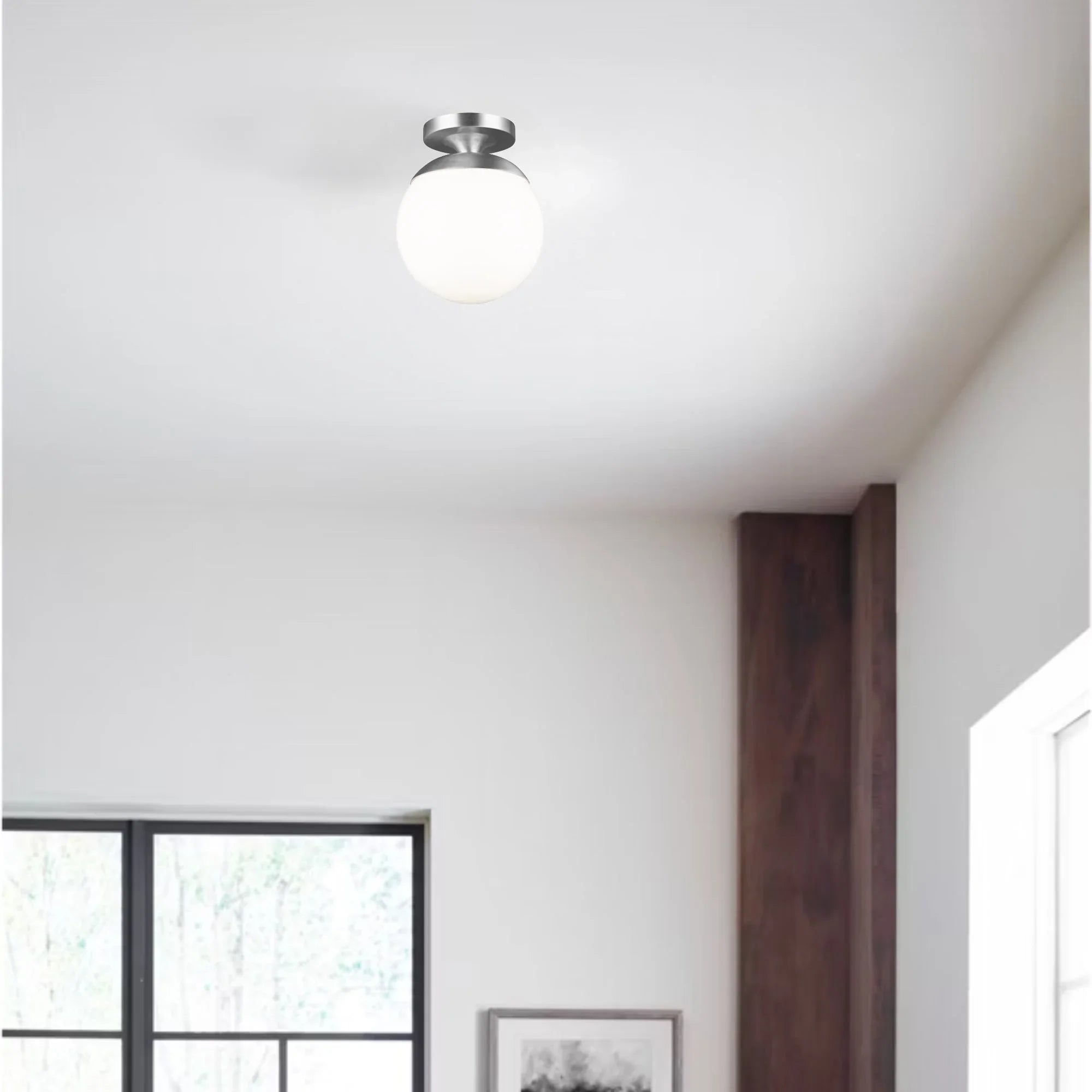 Leo Hanging Globe 10" LED Wall/Ceiling Semi-Flush Mount, Satin Aluminum Finish