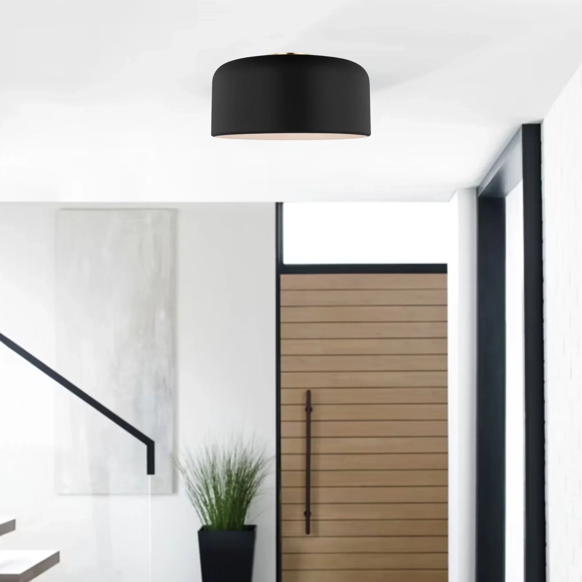 Malone 14" Medium Flush Mount, Midnight Black Finish