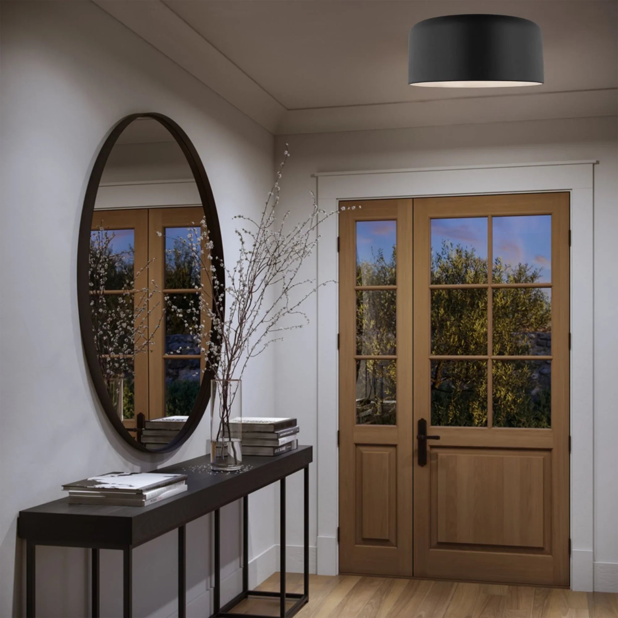 Malone 16" Large Flush Mount, Midnight Black Finish