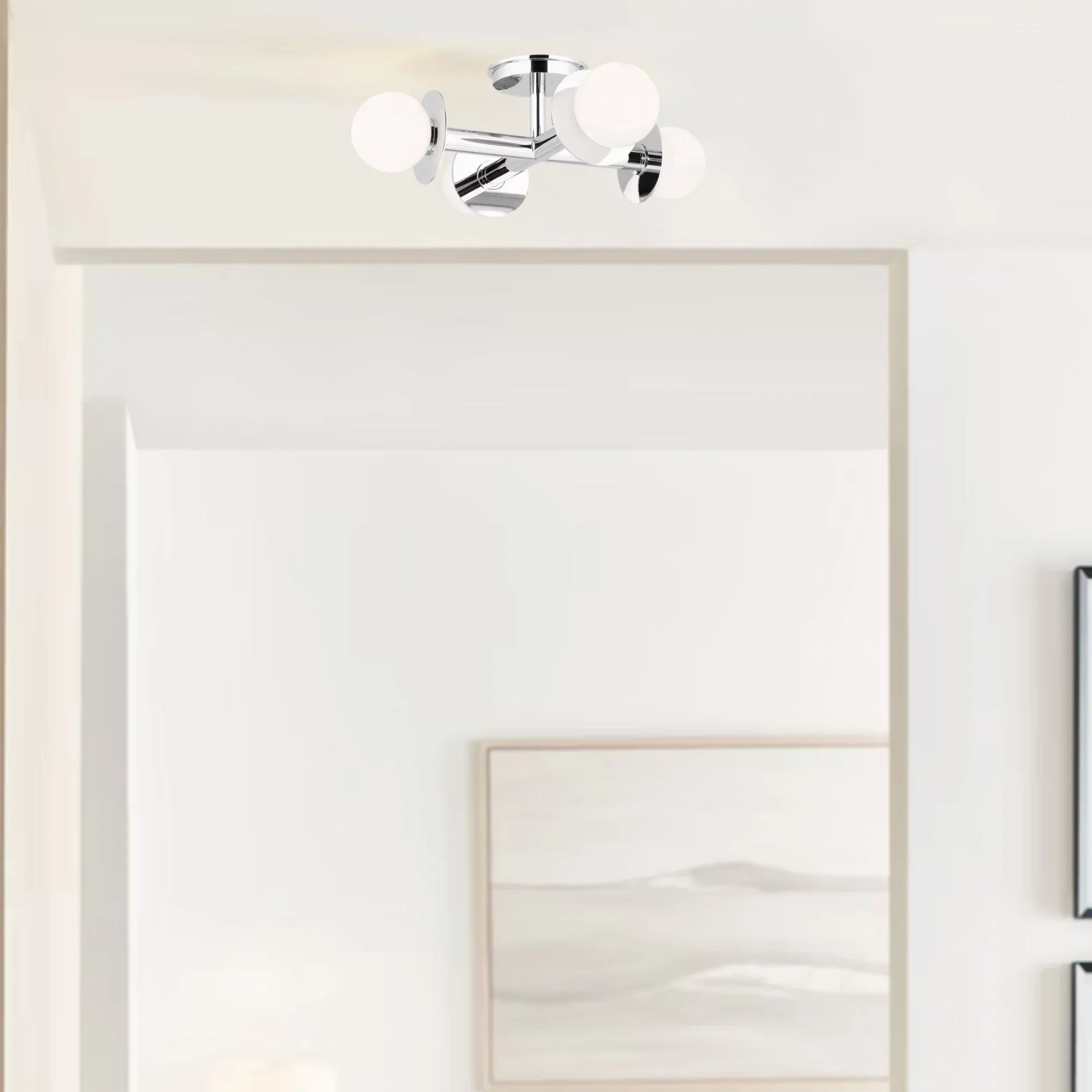 Nodes 18" 4-Light Flush Mount, Polished Nickel Finish