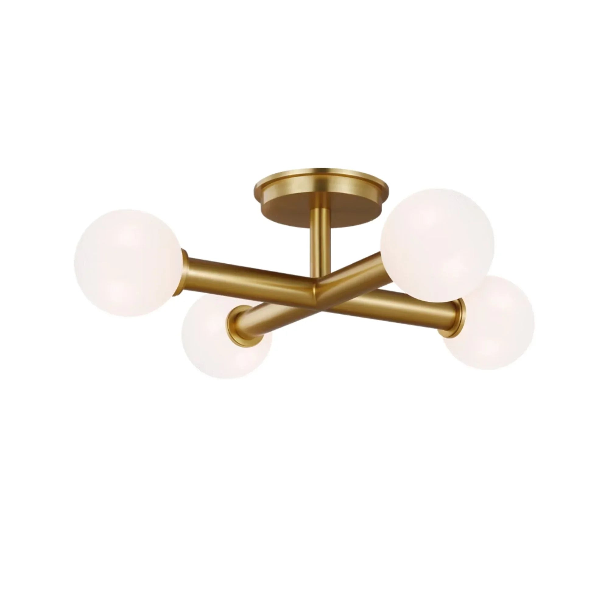 Nodes 18" 4-Light Semi Flush Mount, Burnished Brass Finish