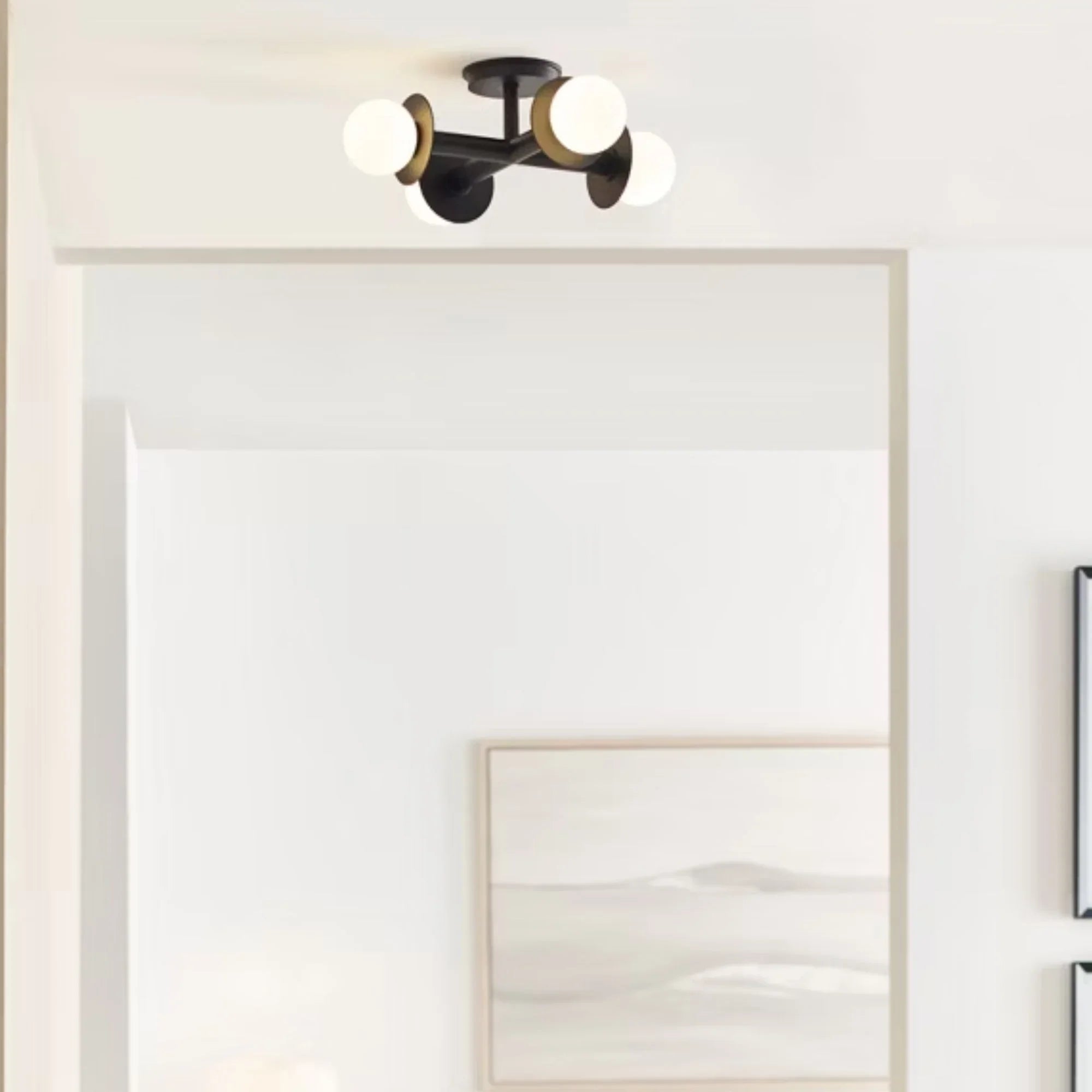 Nodes 18" 4-Light Semi Flush Mount, Midnight Black Finish