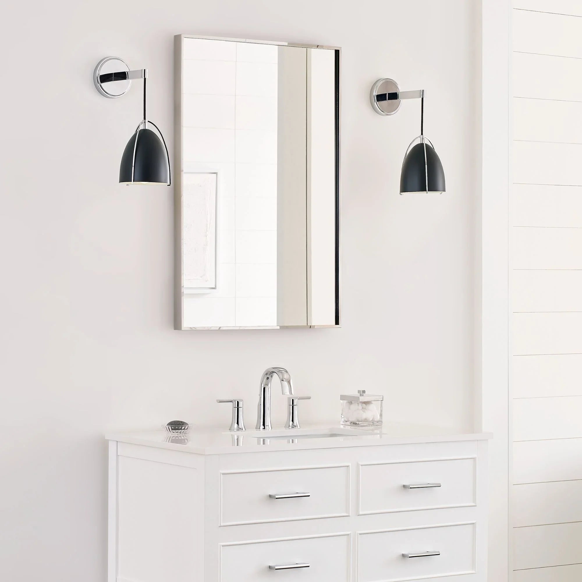 Norman 15" LED Bath Sconce, Chrome Finish with Midnight Black Shade