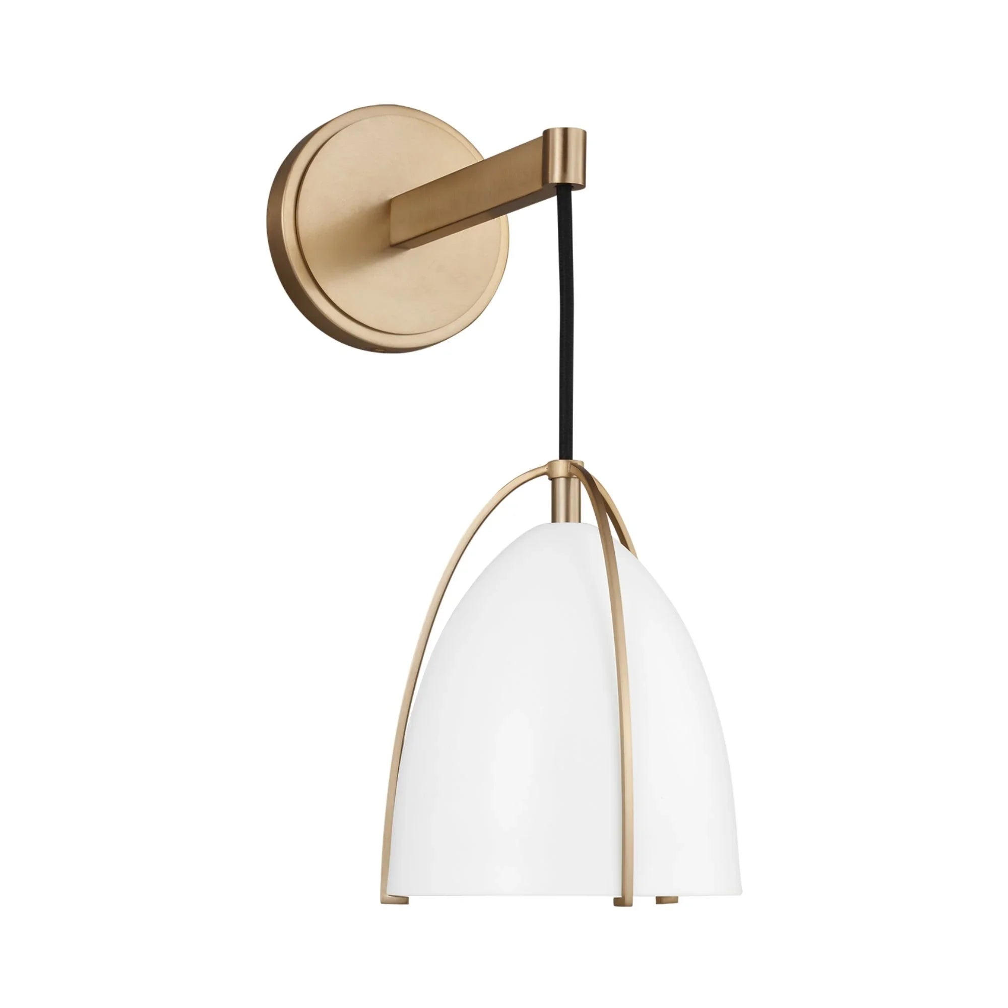 Norman 15" LED Bath Sconce, Satin Brass Finish with Matte White Shade