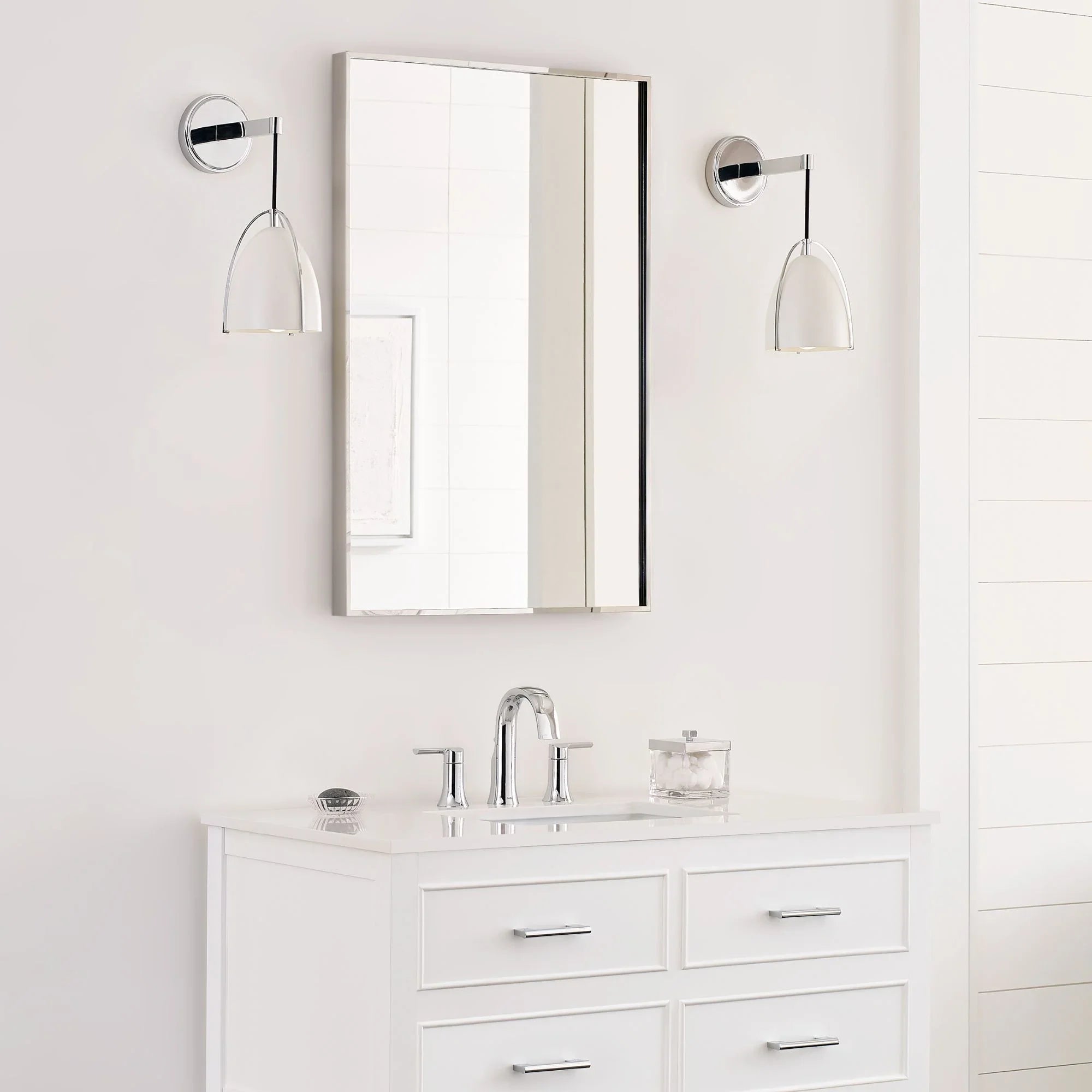 Norman 15" LED Bath Sconce, Chrome Finish with Matte White Shade