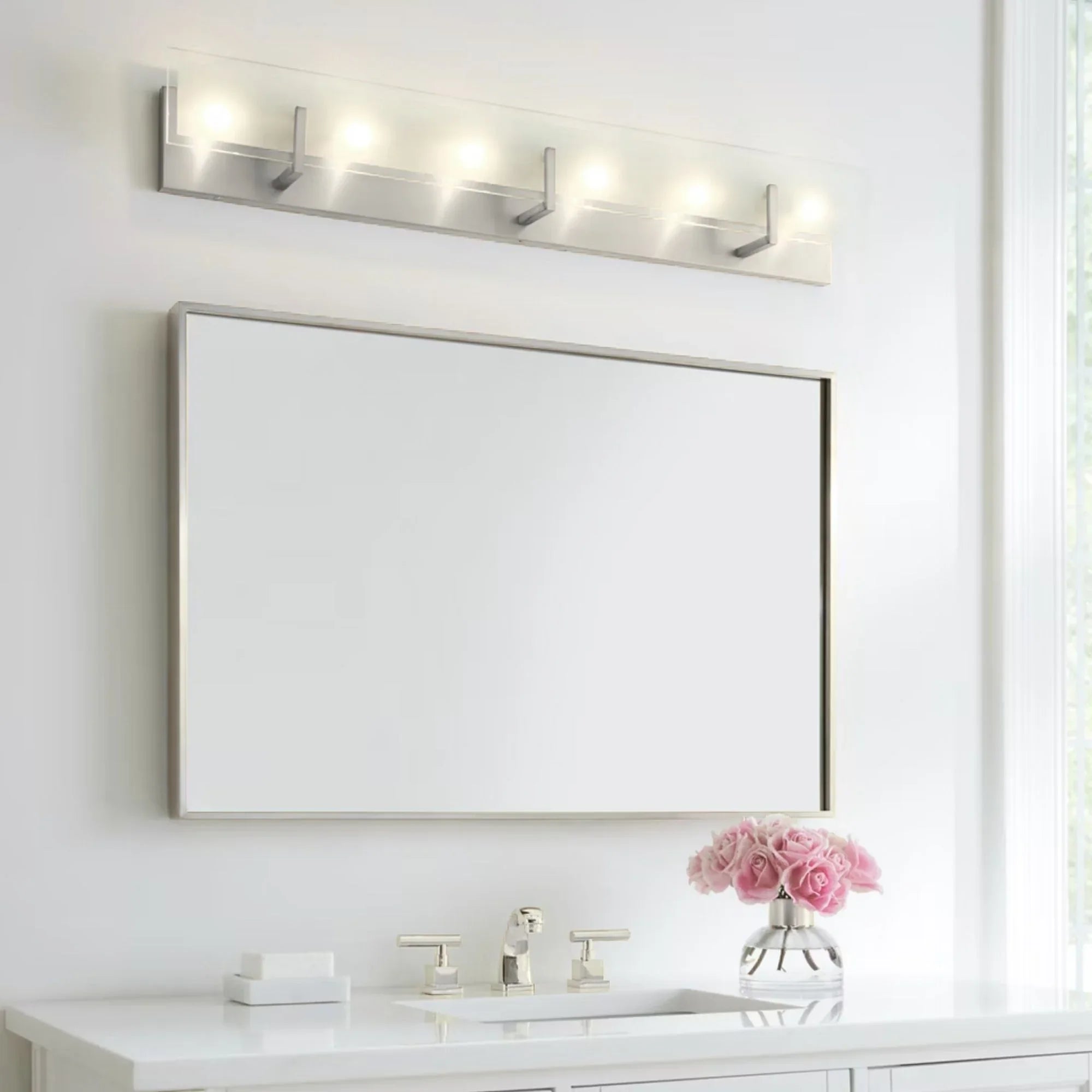 Syll 38" 6-Light LED Bathroom Vanity, Chrome Finish