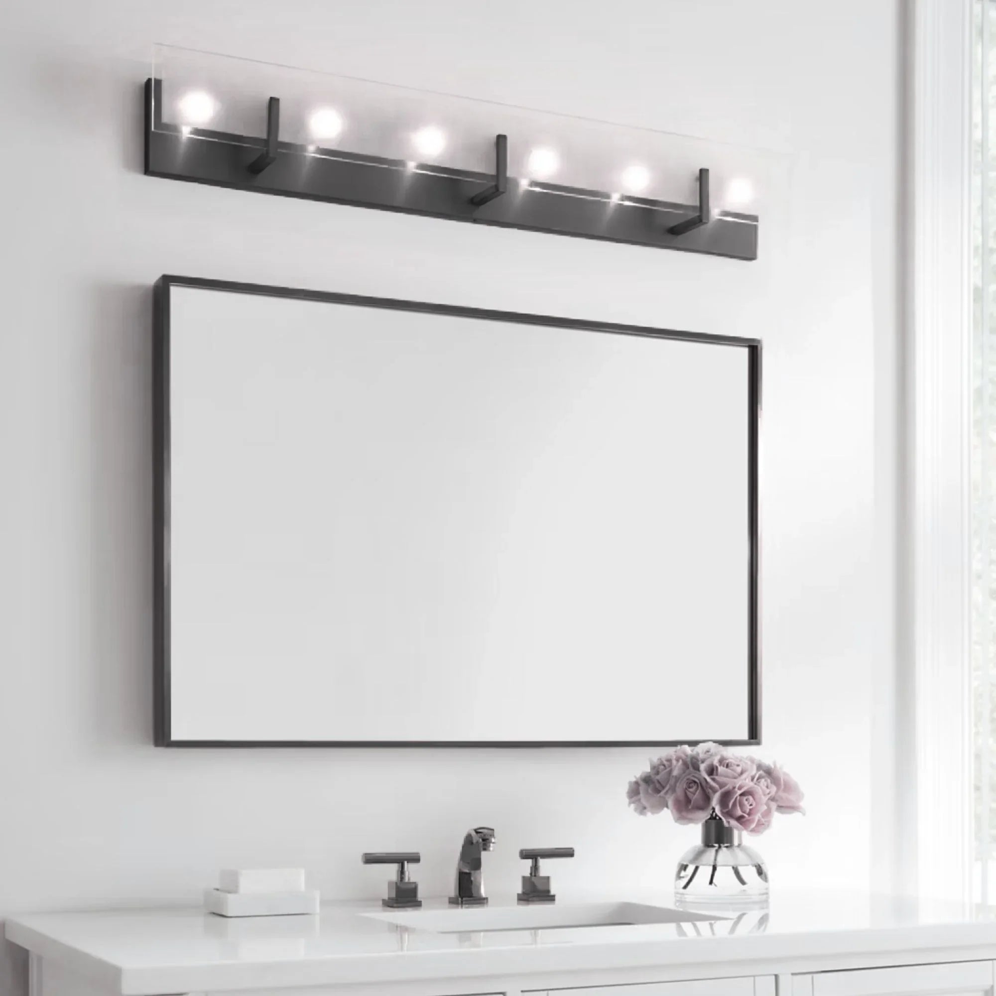 Syll 38" 6-Light LED Bathroom Vanity, Midnight Black Finish
