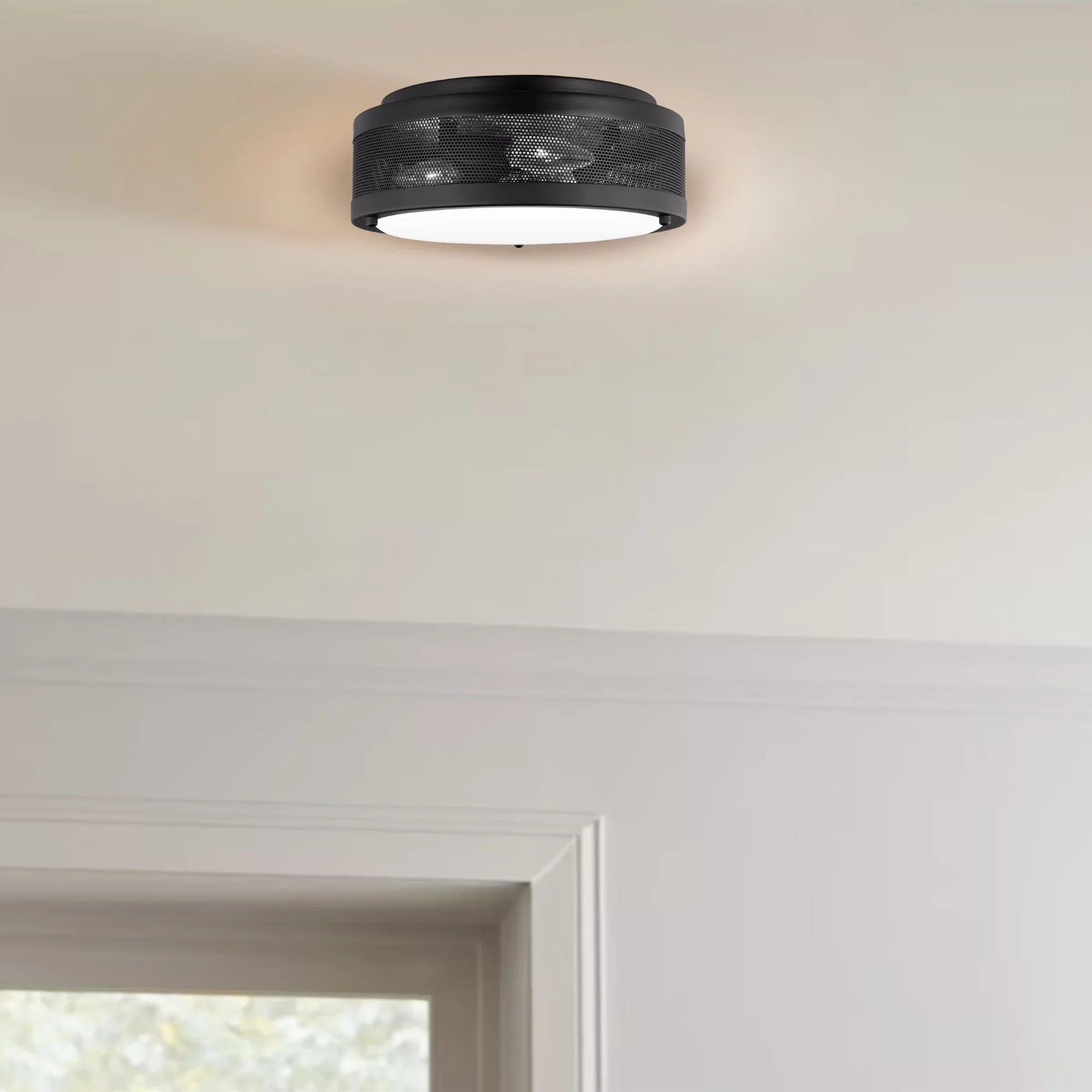 Vander 12" 3-Light Flush Mount, Midnight Black Finish