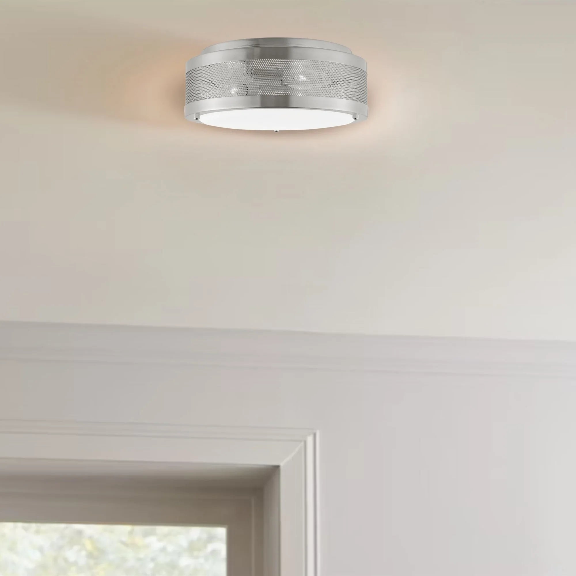 Vander 12" 3-Light LED Flush Mount, Brushed Nickel Finish