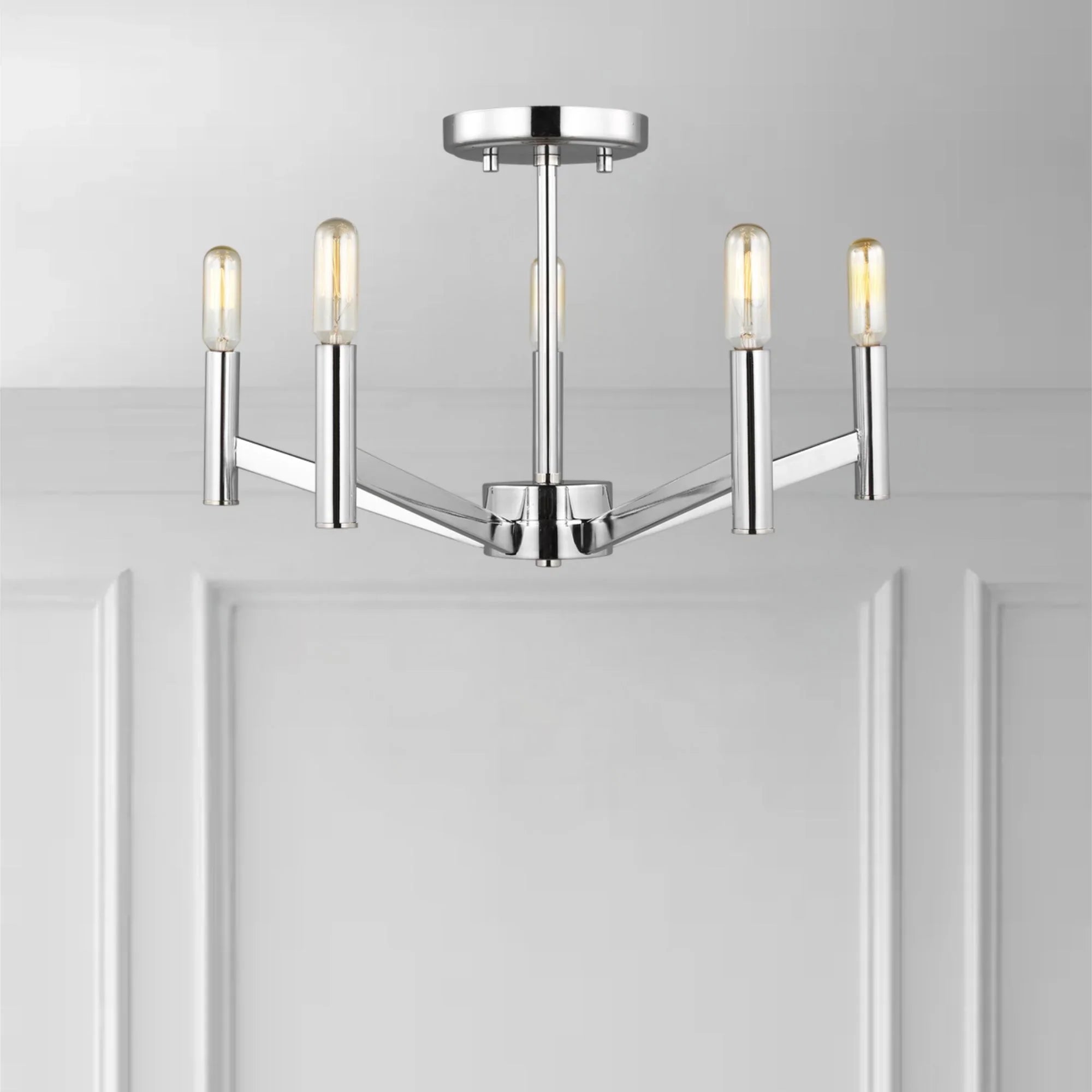 Vector 18" 5-Light Semi Flush Mount, Chrome Finish