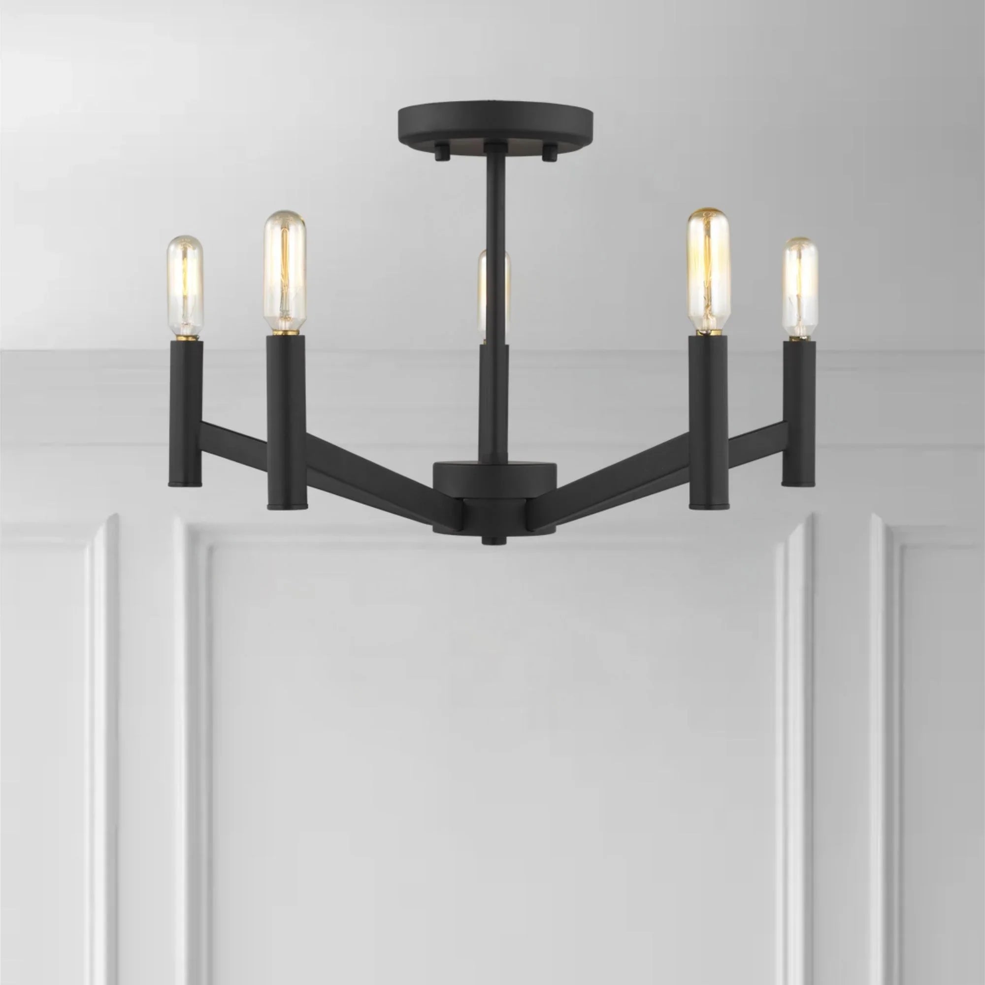 Vector 18" 5-Light Semi Flush Mount, Midnight Black Finish