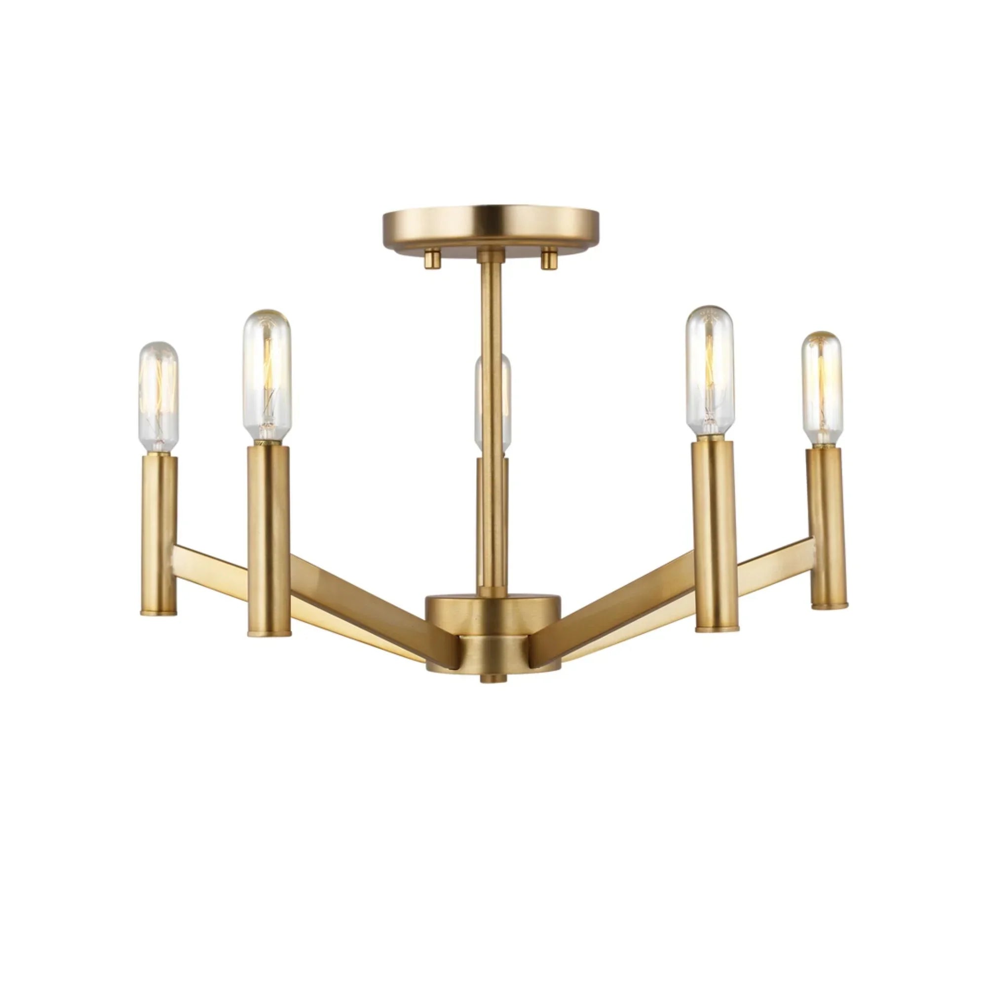 Vector 18" 5-Light Semi Flush Mount, Satin Brass Finish