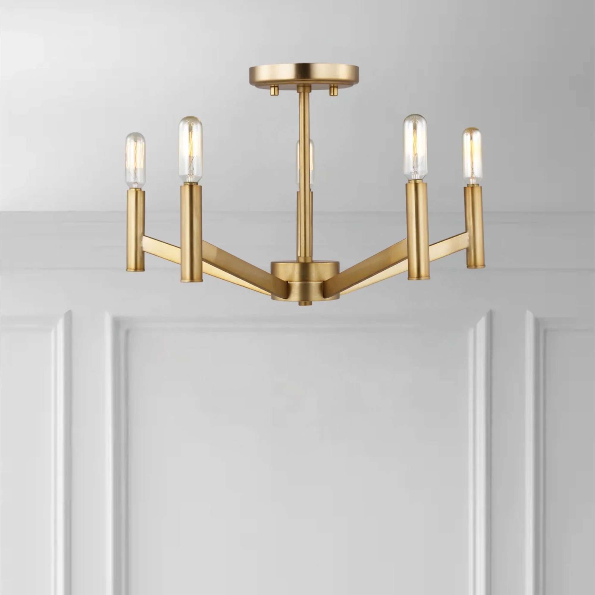 Vector 18" 5-Light Semi Flush Mount, Satin Brass Finish