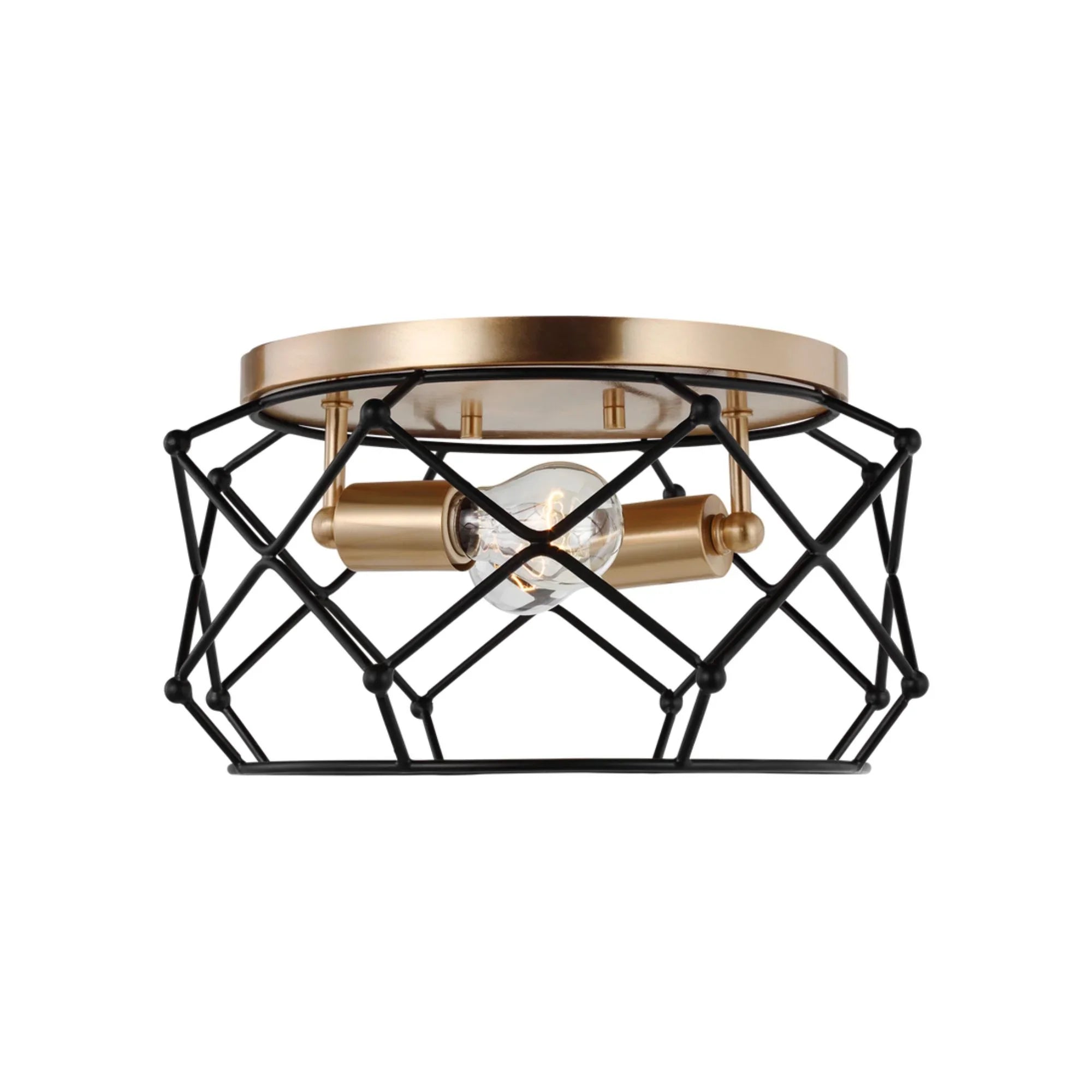 Zarra 14" 2-Light Flush Mount, Satin Brass Finish