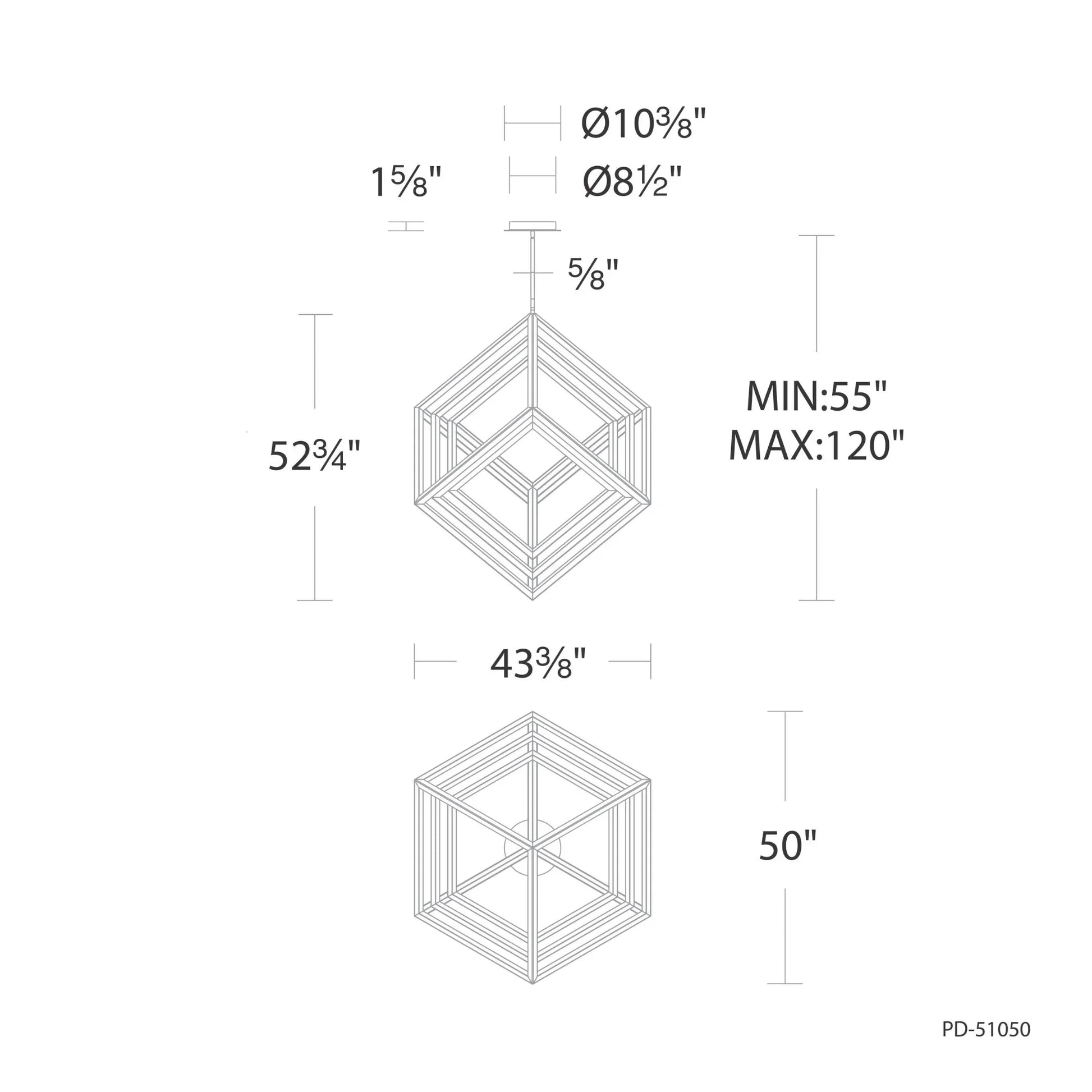 Atlas 50" LED Pendant, 3500K, Black Finish - Bees Lighting