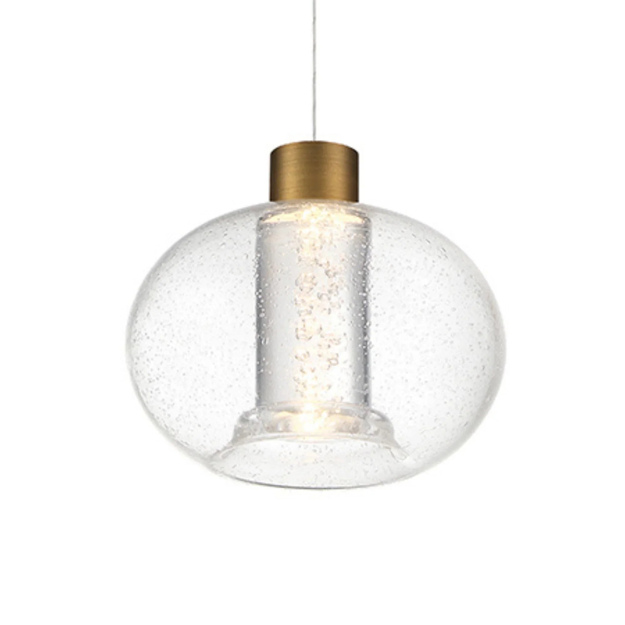 Crater 8" LED Pendant, Aged Brass Finish