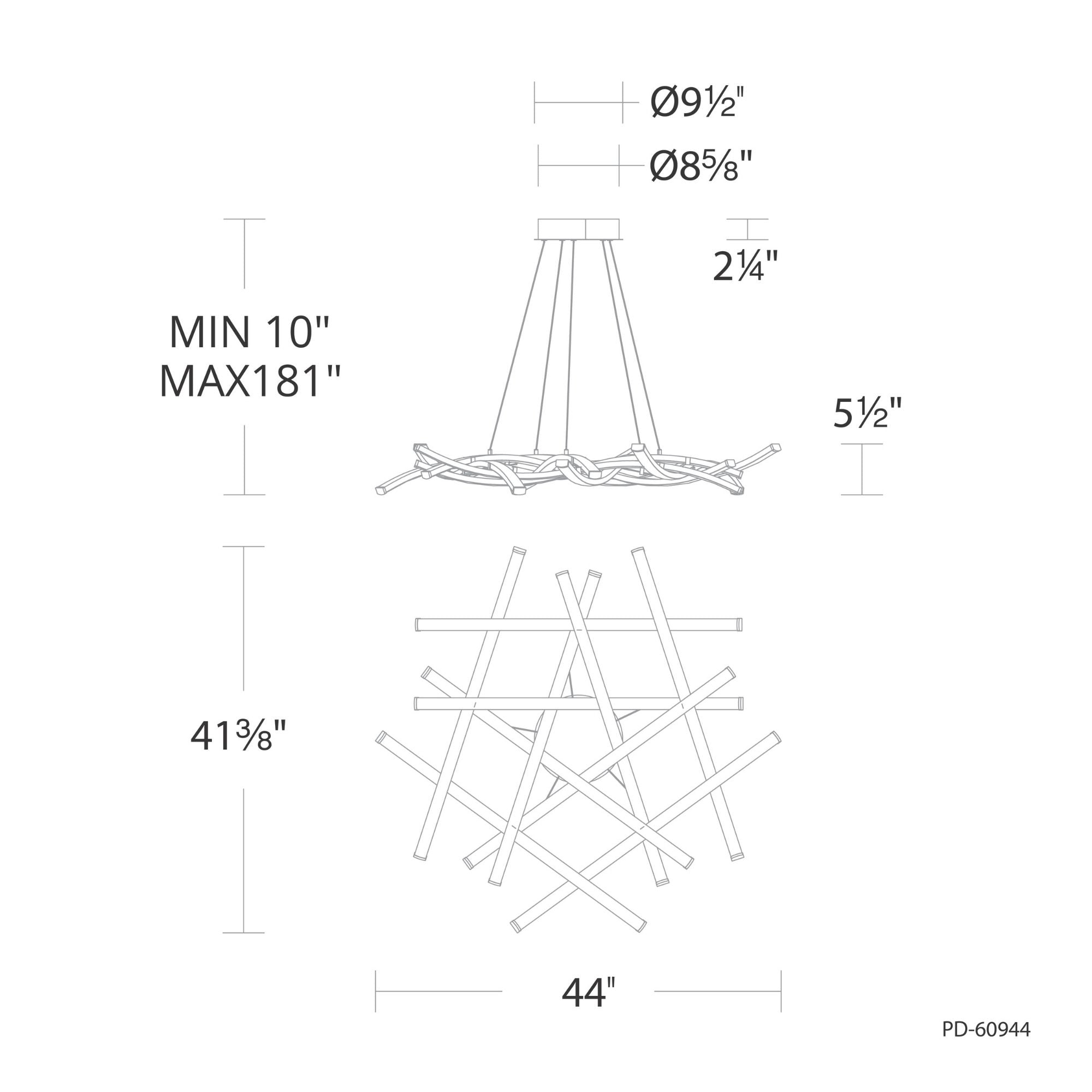 Divergence 44 in. 9 Lights LED Chandelier Chrome Finish - Bees Lighting