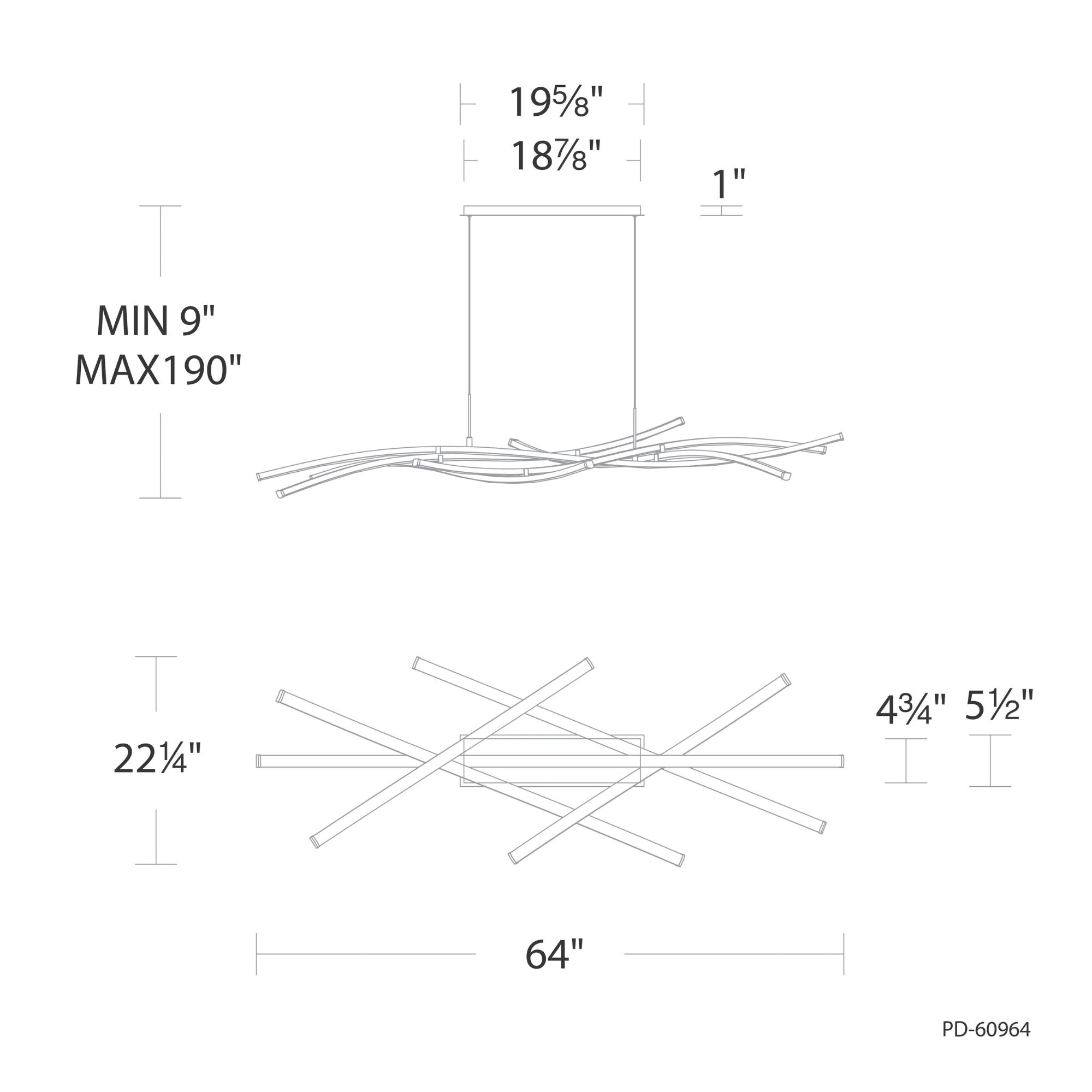 Divergence 64 in. 5 Lights LED Chandelier Chrome Finish - Bees Lighting