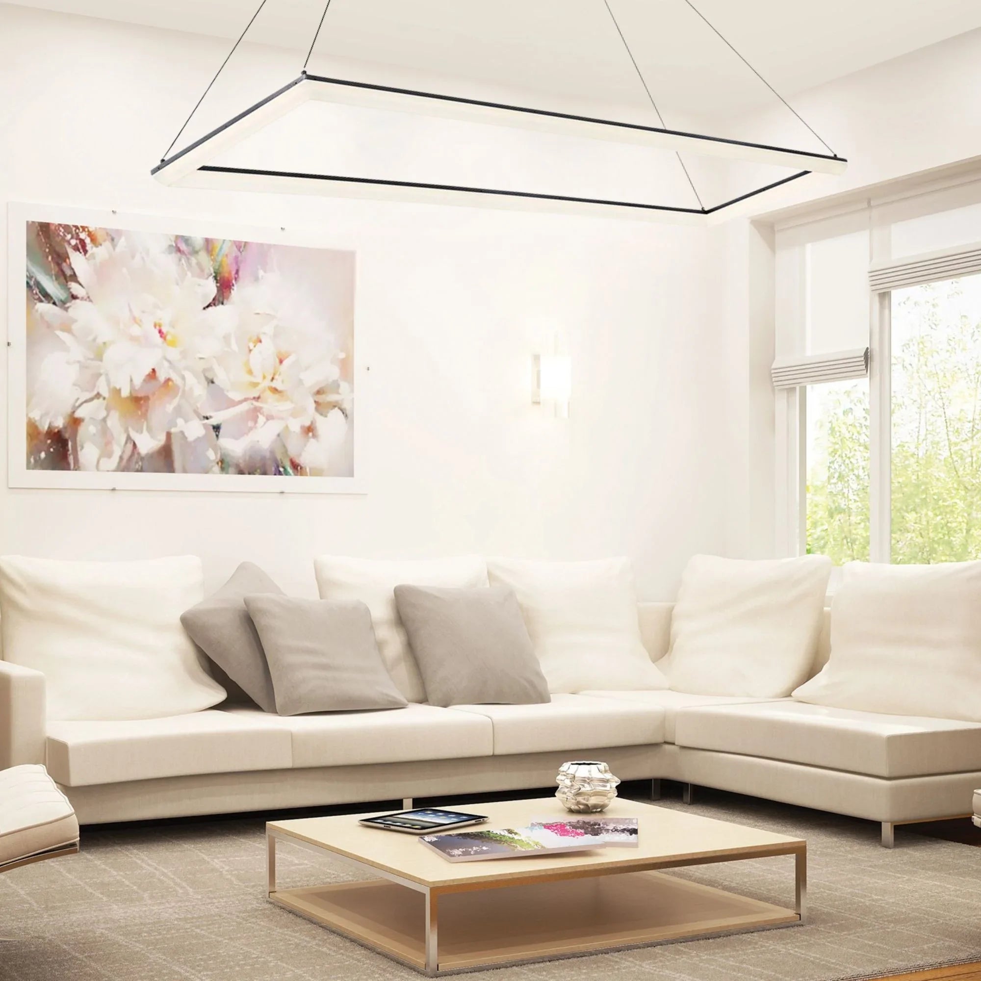 Frame 58" LED Pendant, Black Finish - Bees Lighting